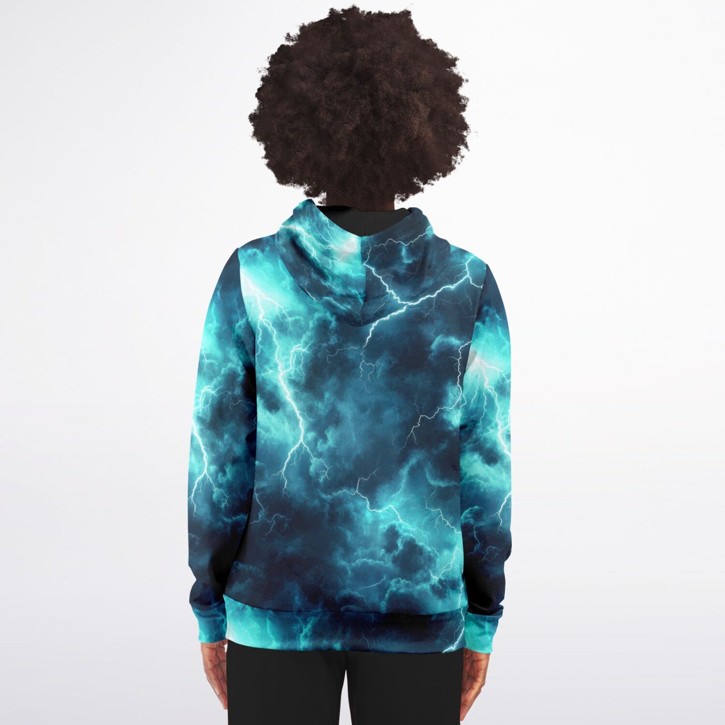 Turquoise Lightning Fashion Zip-Up Hoodie -