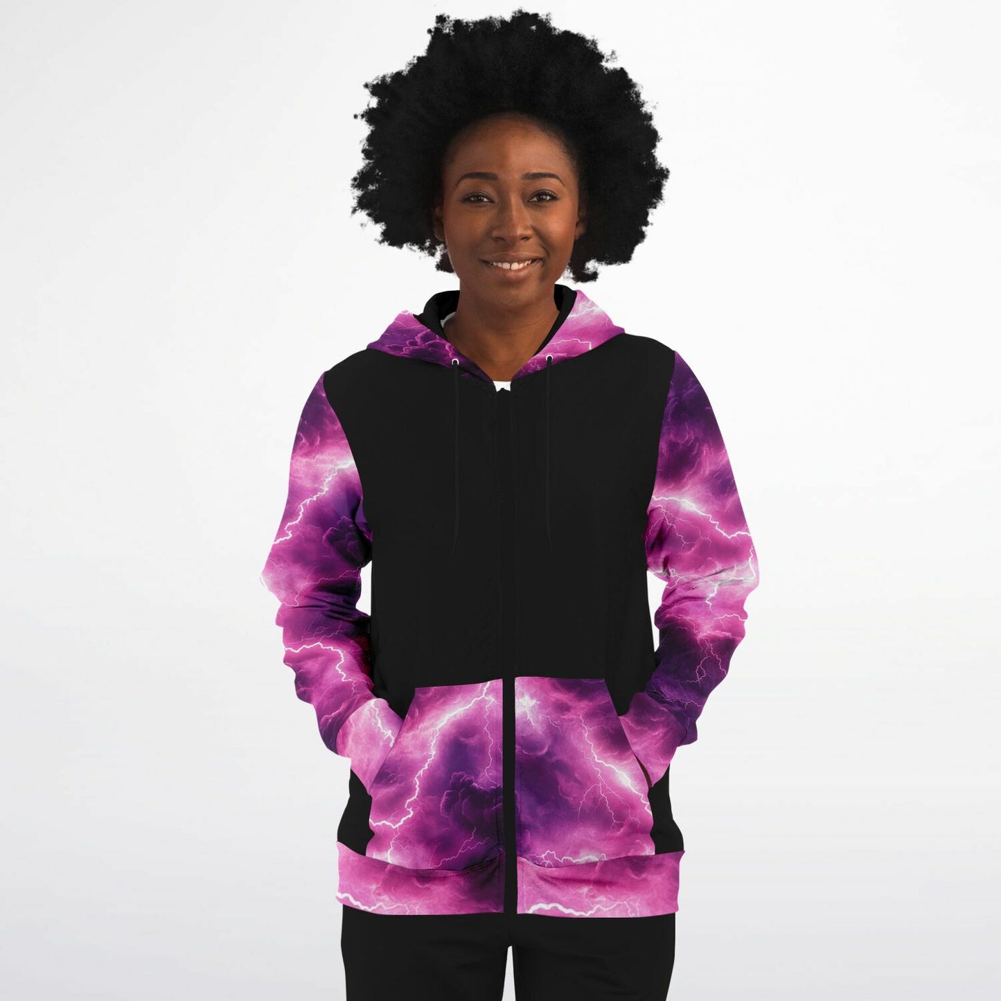 Pink lightning Fashion Zip-Up Hoodie -
