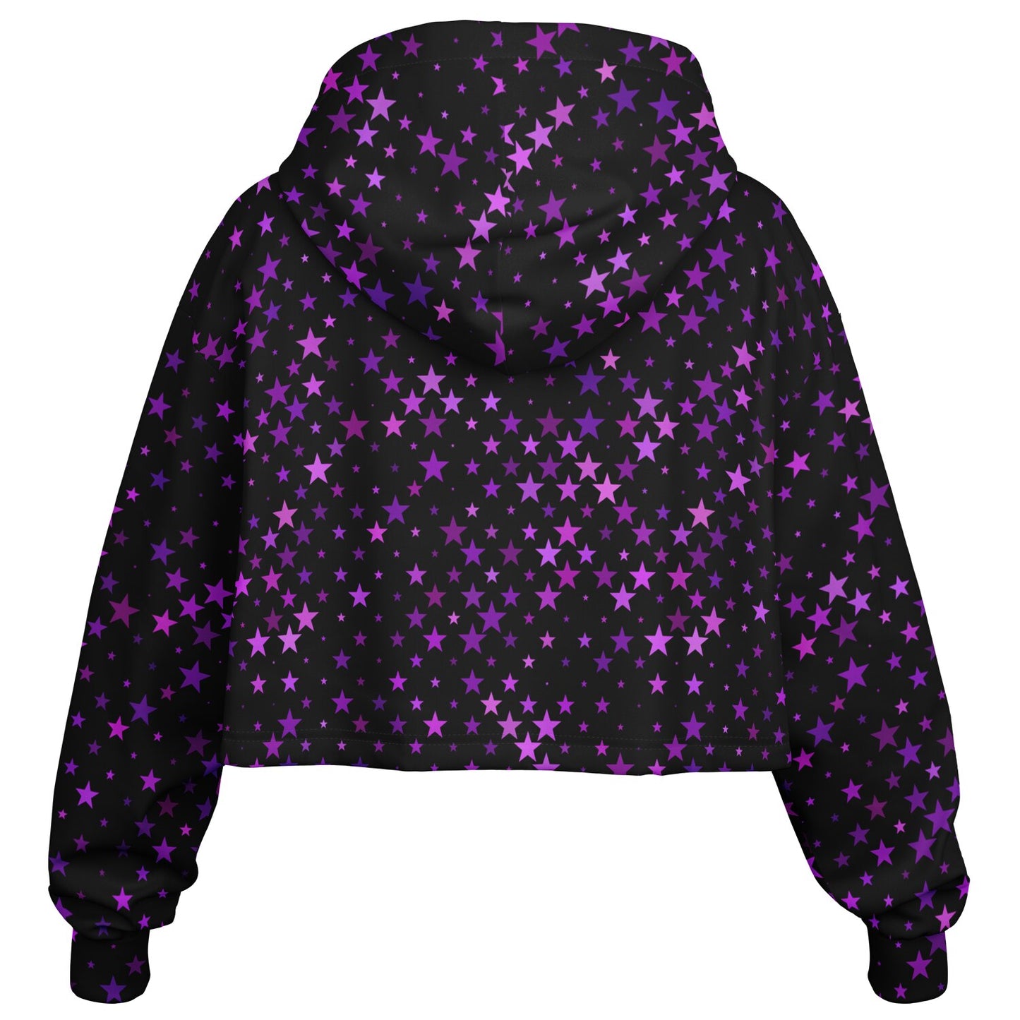 Purple Star Crop Top Hoodie - AOP