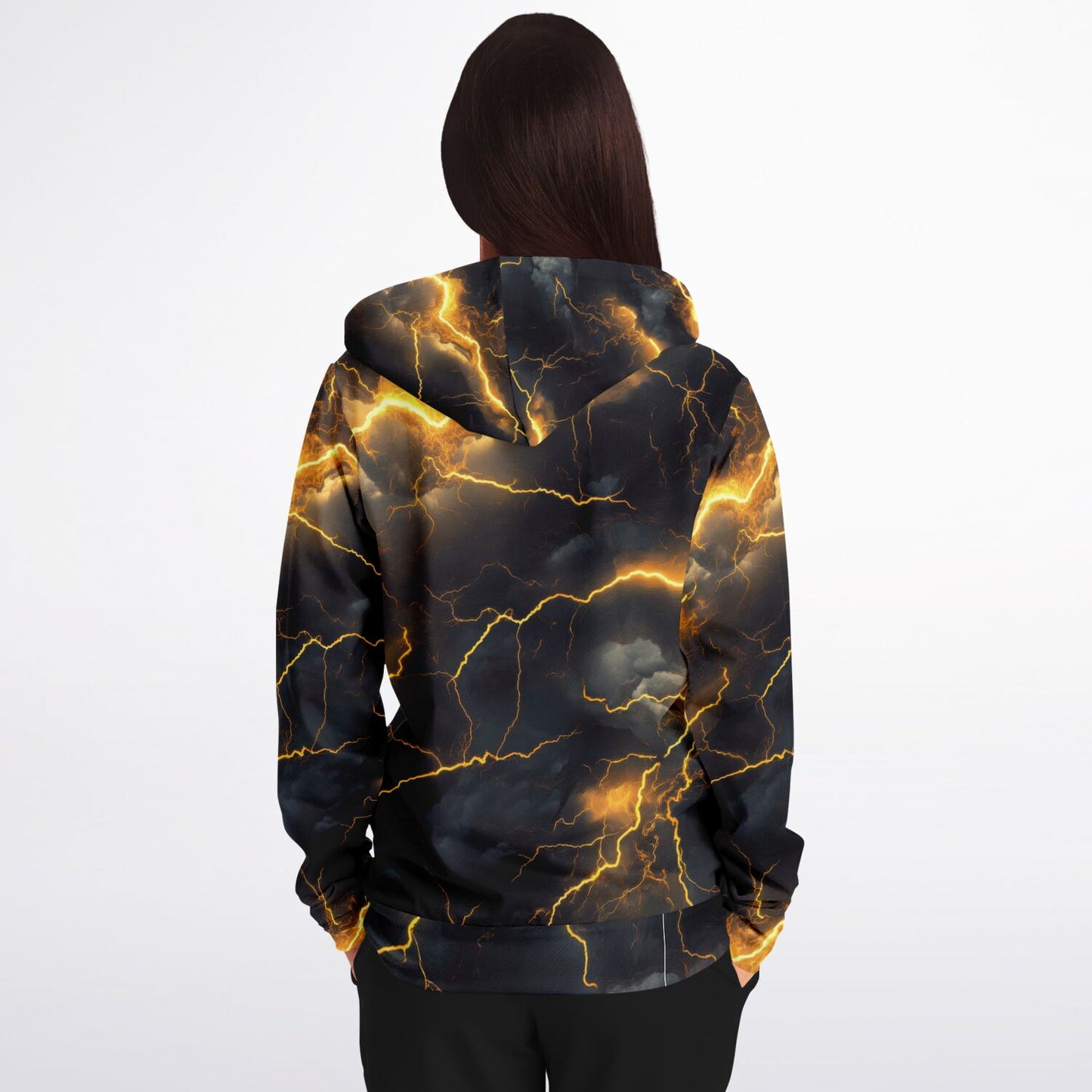 Gold Lightning Fashion Zip-Up Hoodie -