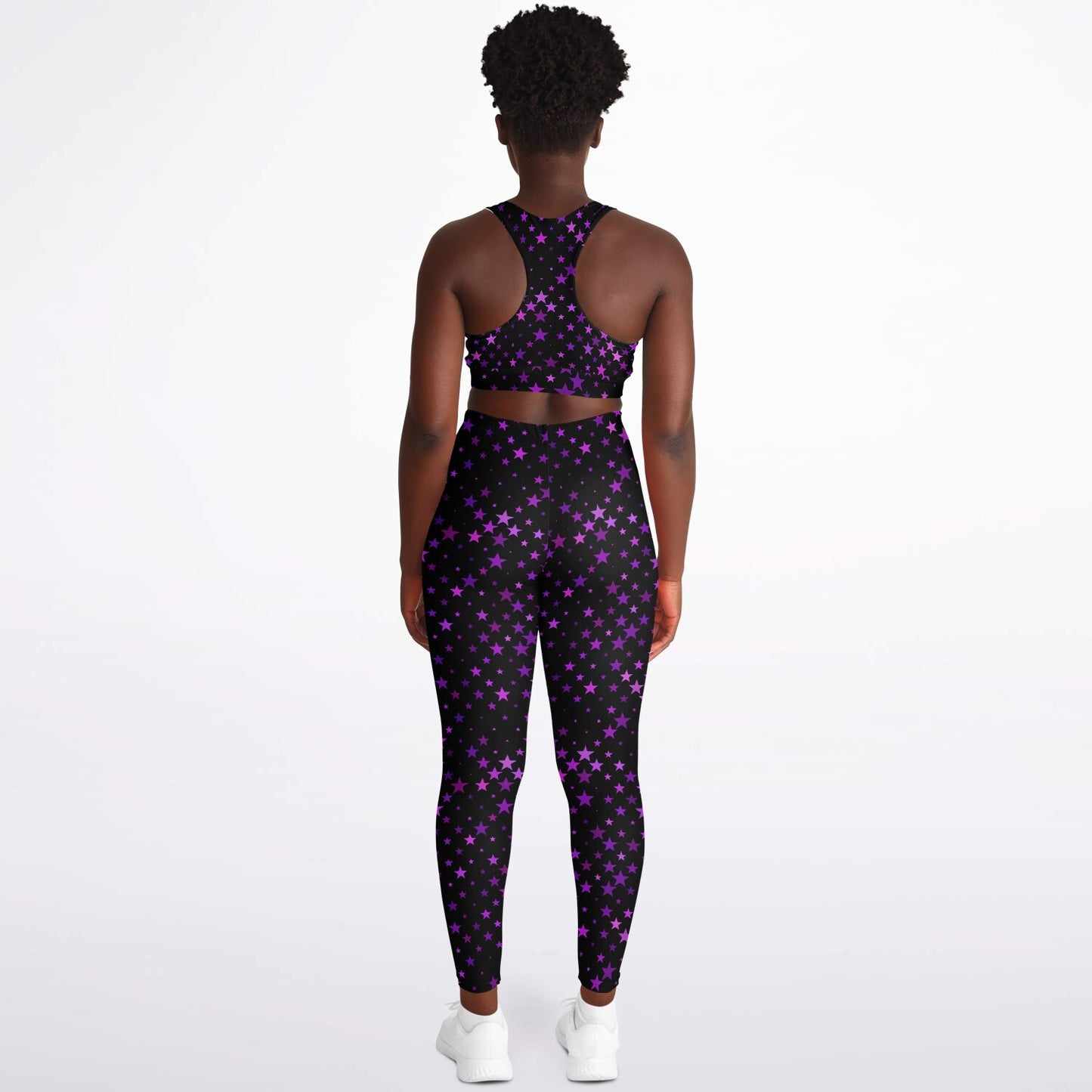 Purple Stars Padded Sports Bra & Leggings - AOP