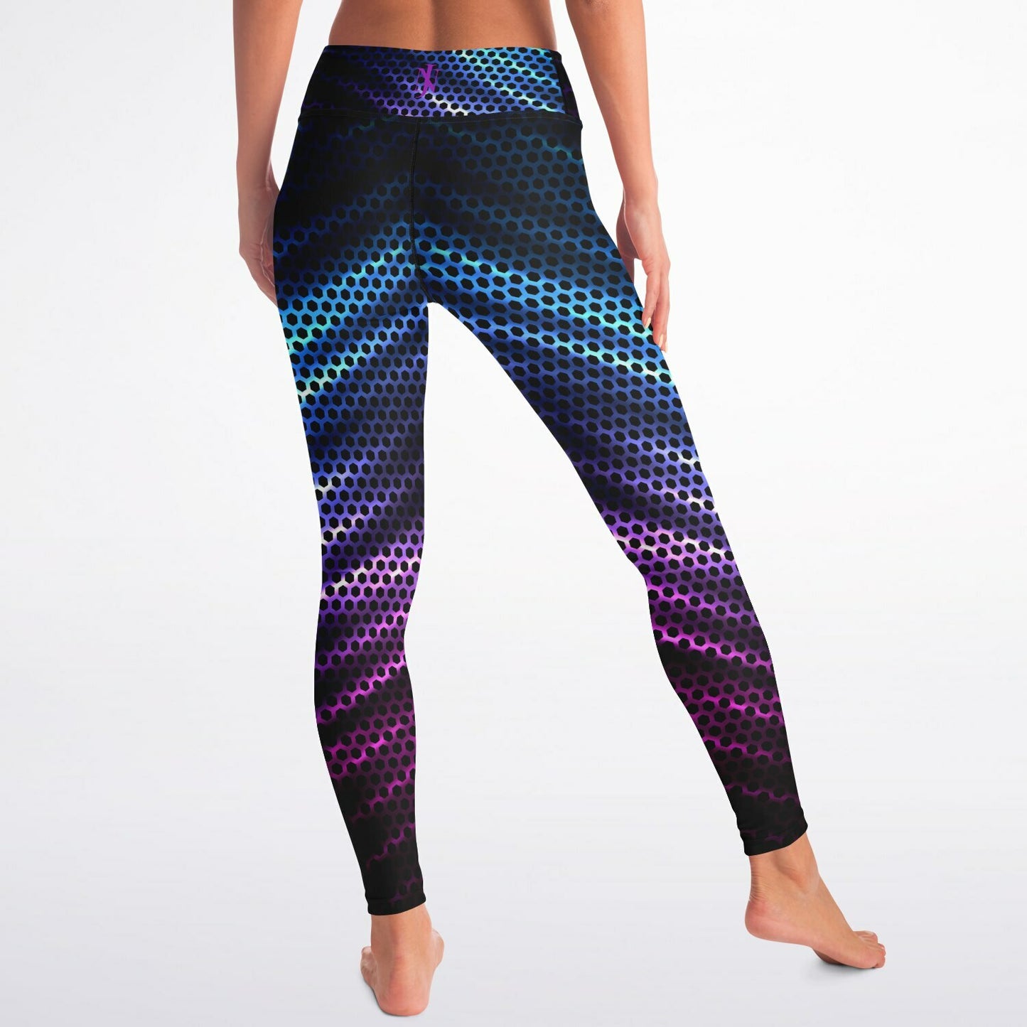 Black Carbon with Purple and Blue Yoga Leggings