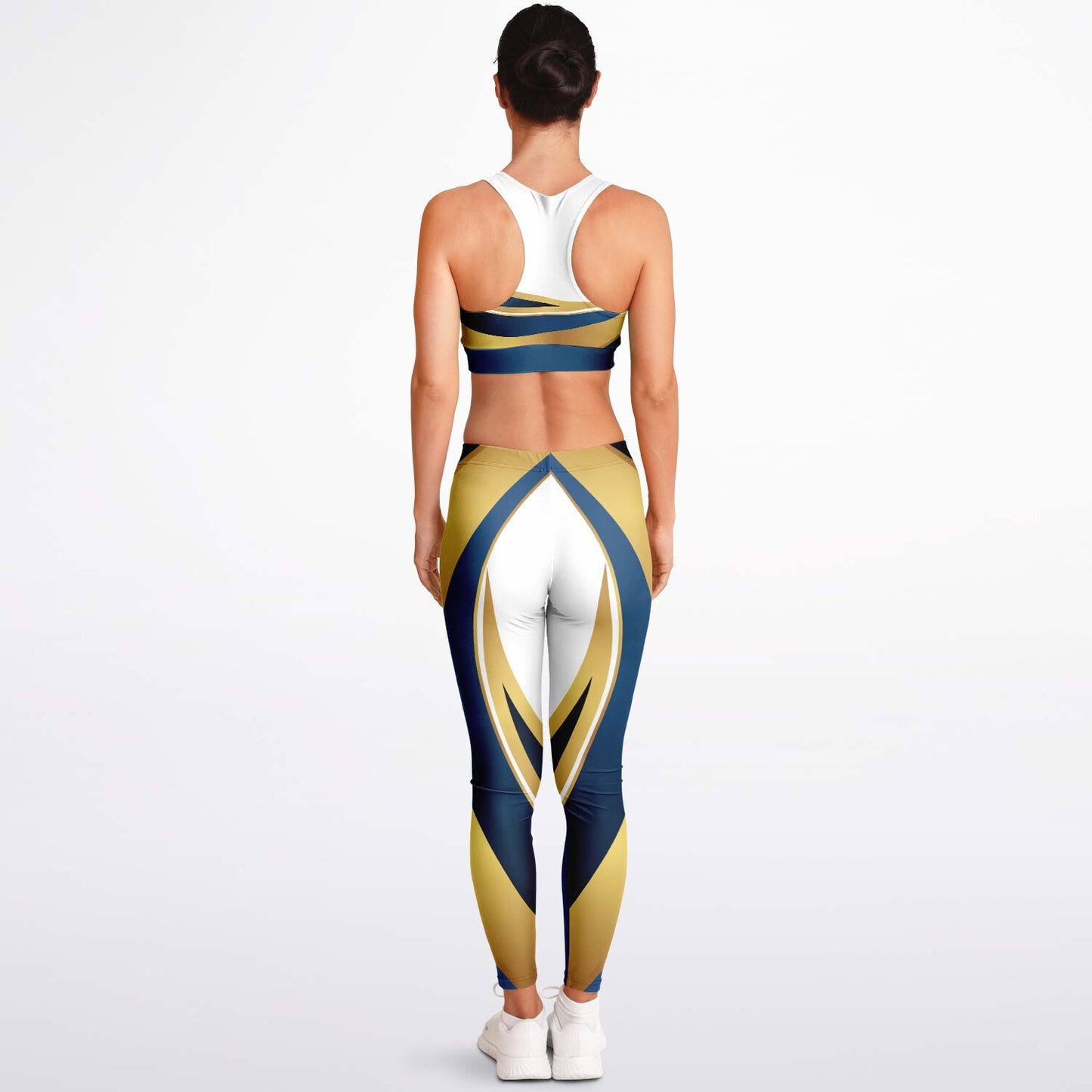 Blue and Gold Padded Sports Bra & Leggings -