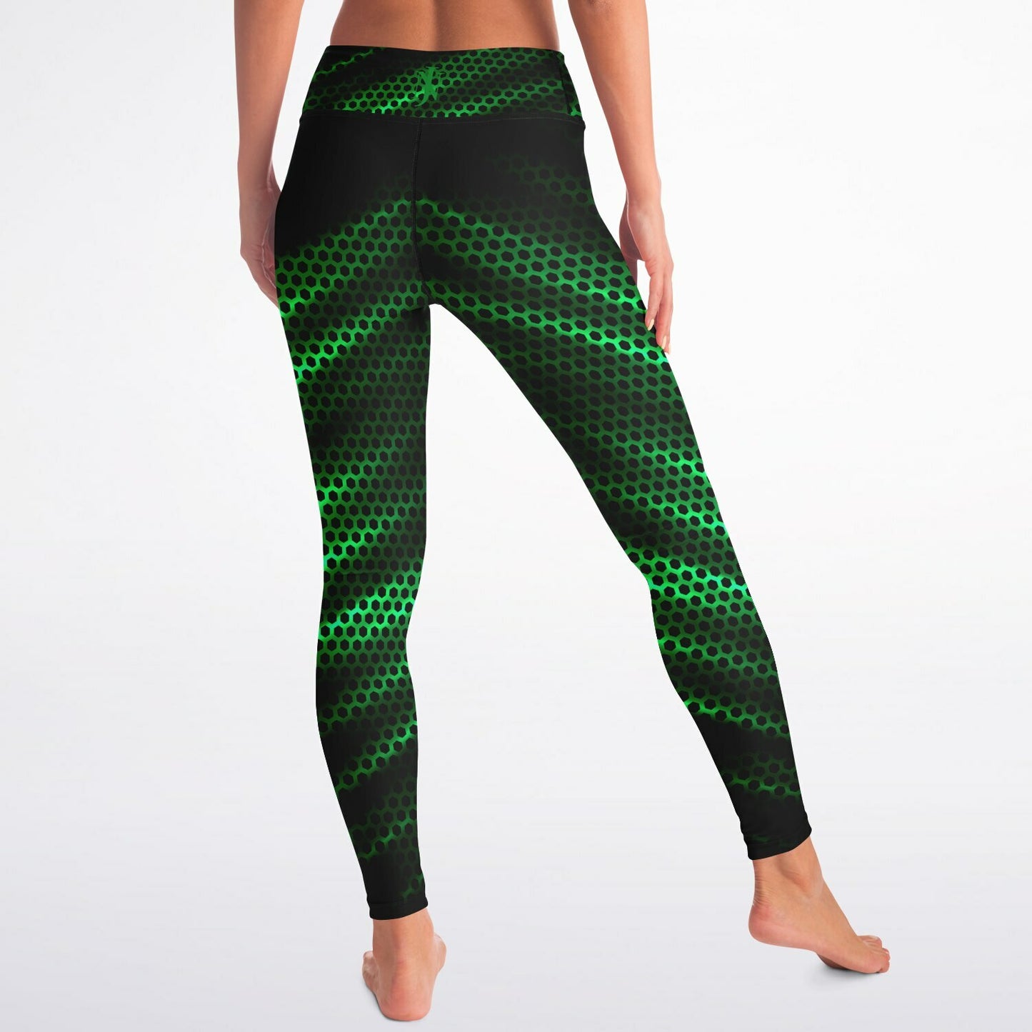 Black Carbon with Green Yoga Leggings
