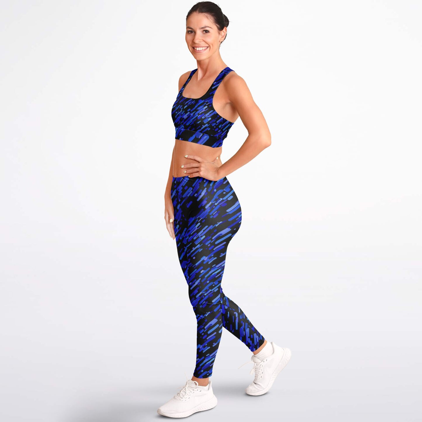 Blue abstract Padded Sports Bra & Leggings - AOP