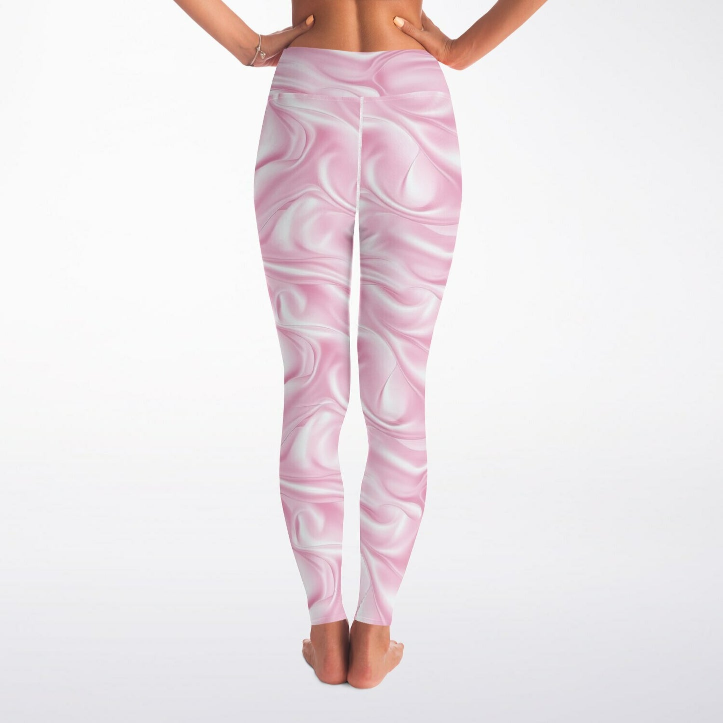 Pink Silk Yoga Leggings - AOP