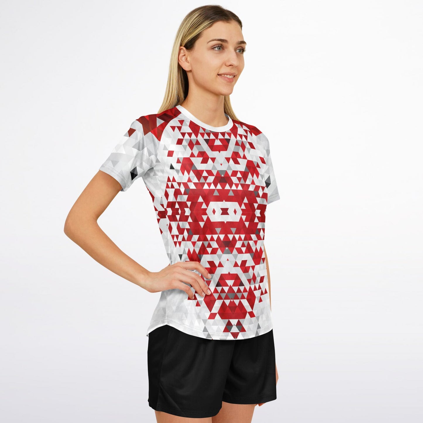 Women's active top - Red and white diamond