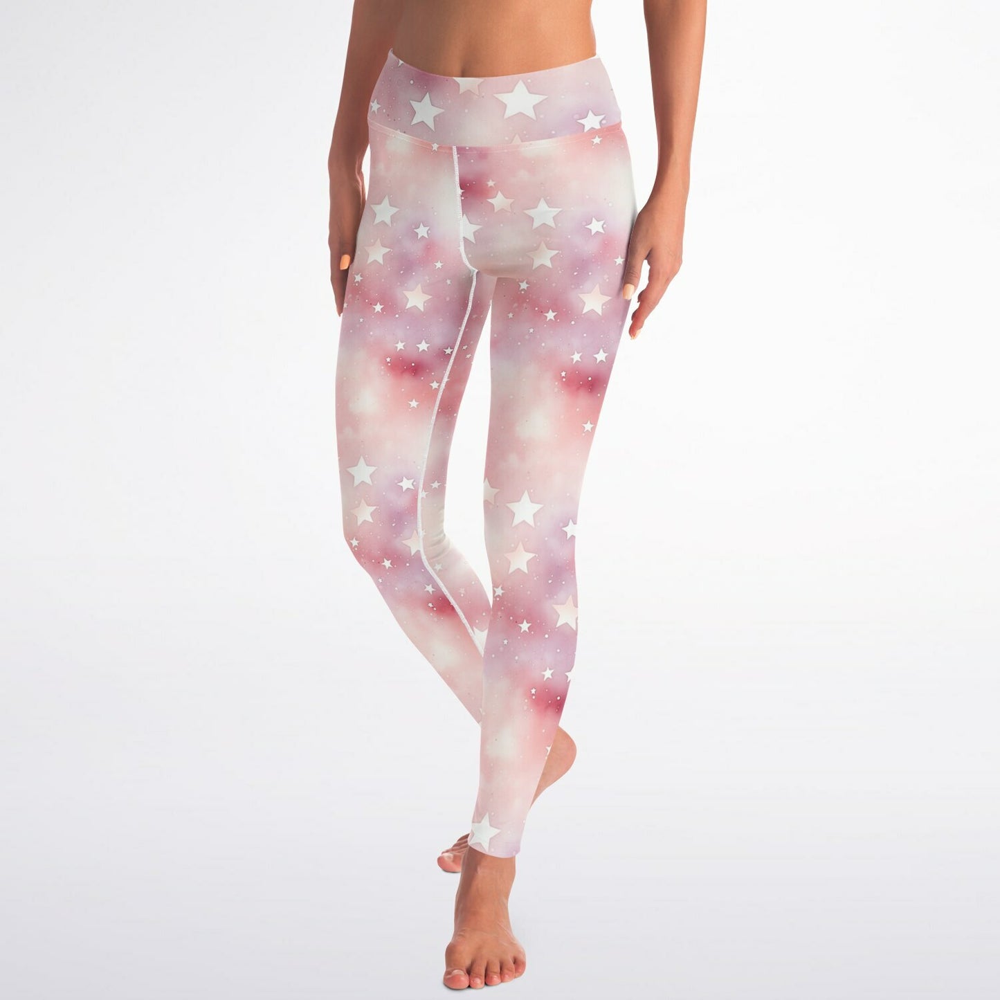Pink Star Yoga Leggings - AOP