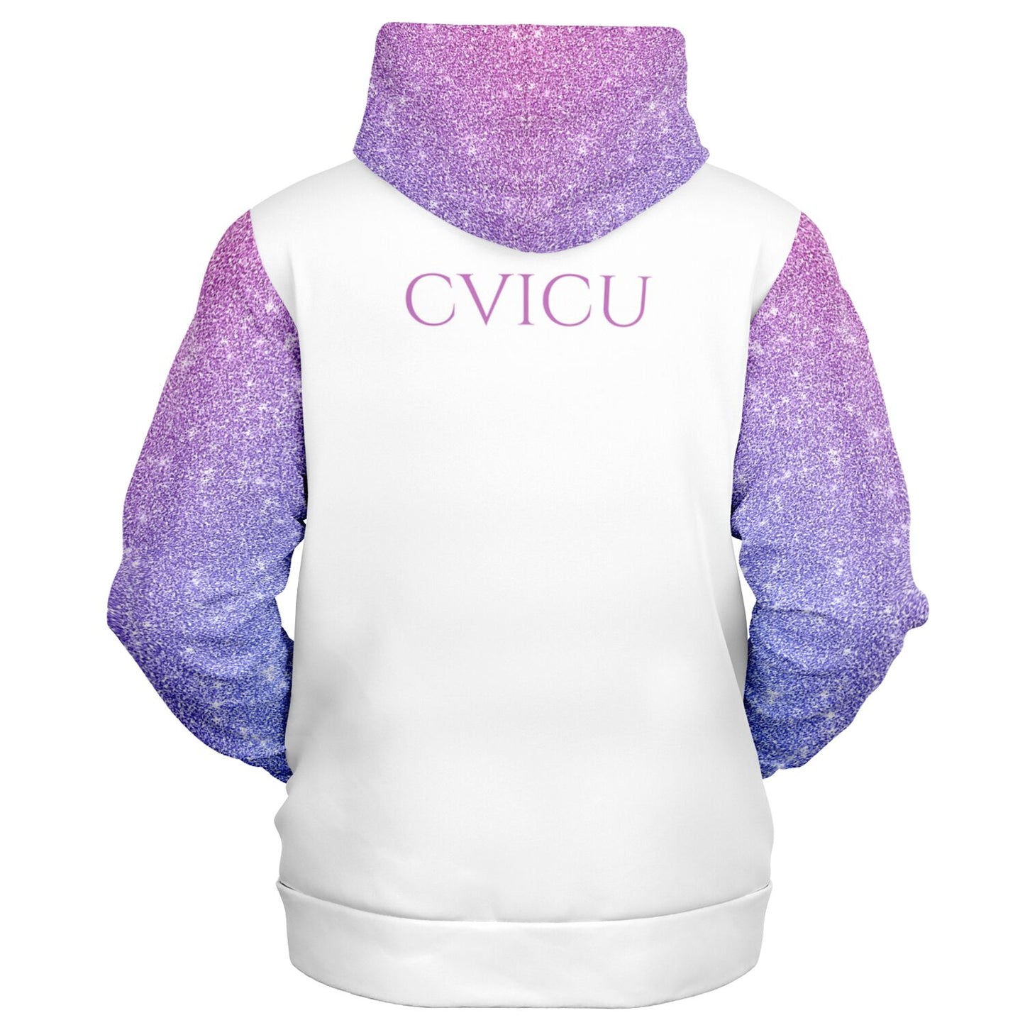 CVICU, RN, Nurse Fashion Zip-Up Hoodie - White, purple and pink copy