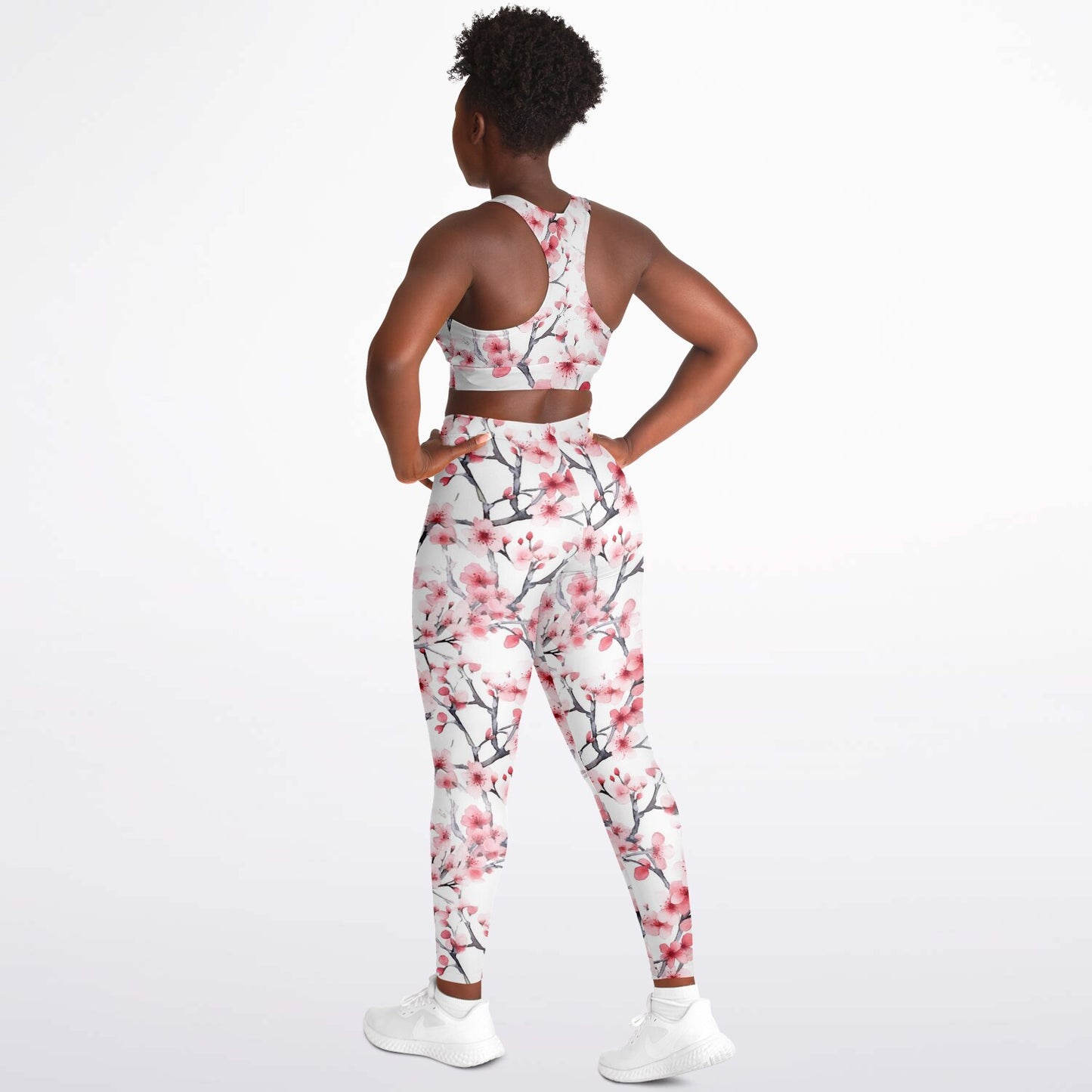 Pink Tree Blossom's Padded Sports Bra & Leggings - AOP