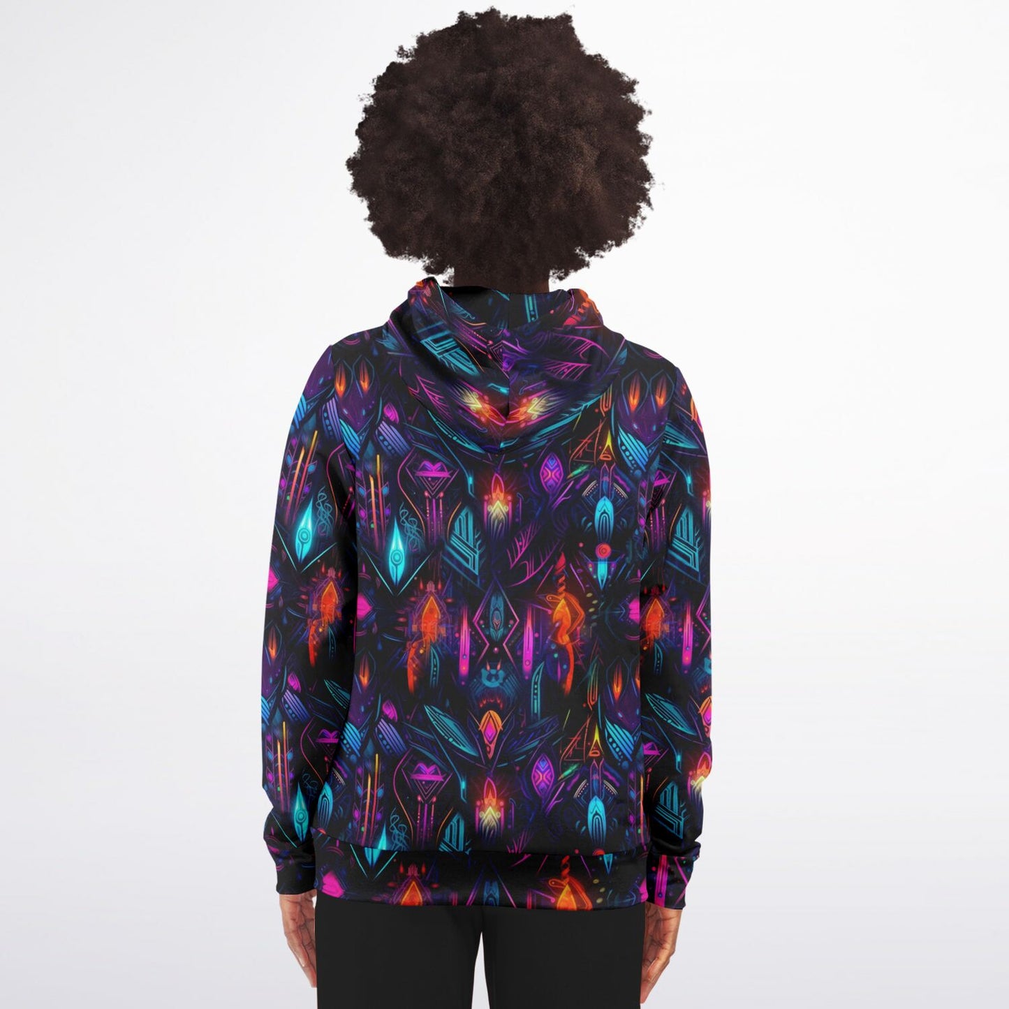 Neon Lights Zip-Up Hoodie - AOP D4
