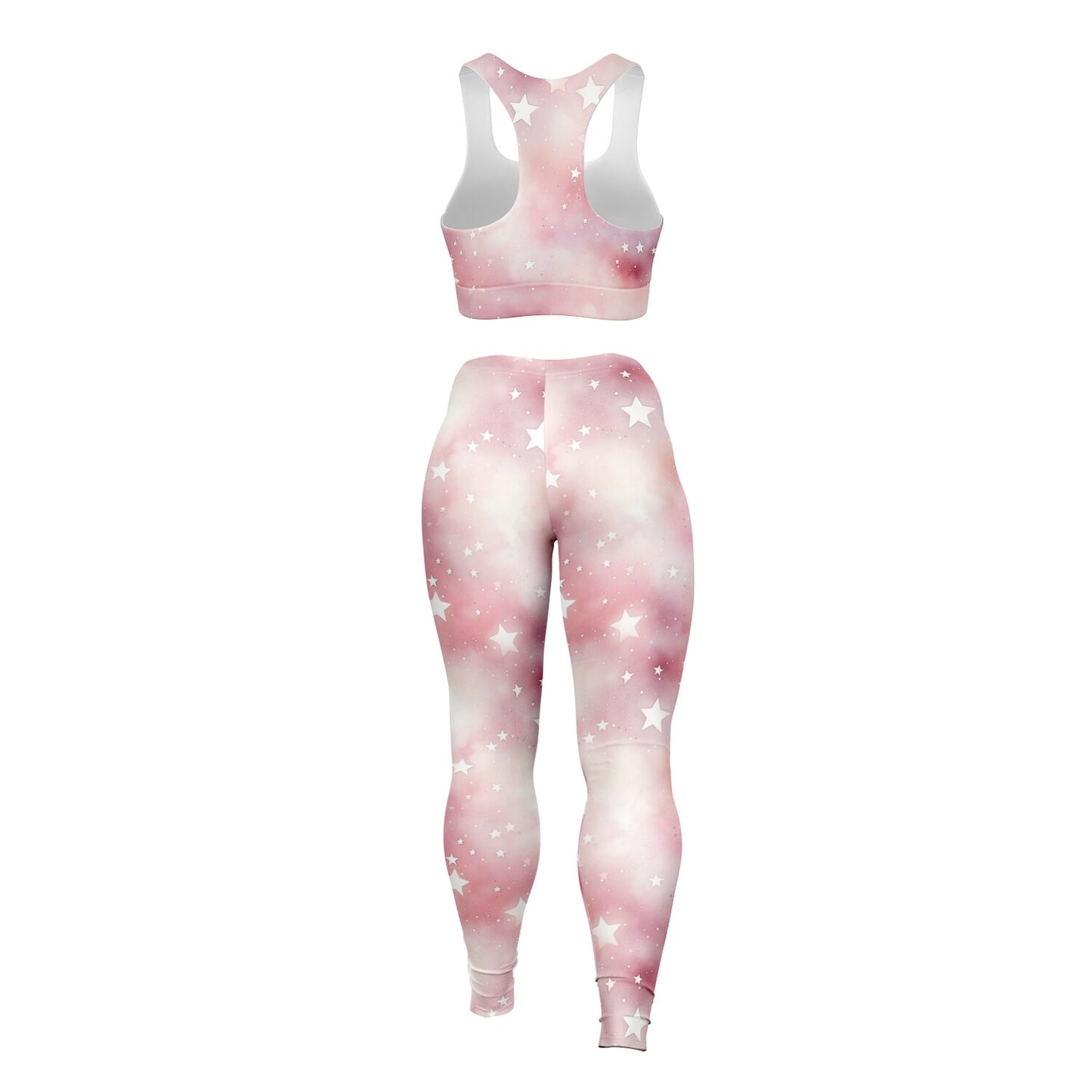 Pink stars Padded Sports Bra & Leggings - AOP