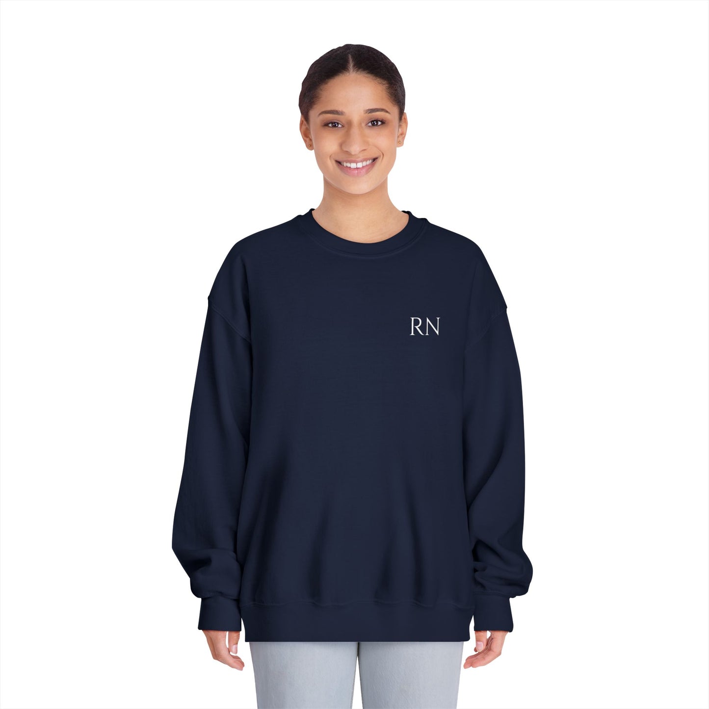 Crewneck Sweatshirt with RN & MICU Design - Cozy Medical Apparel