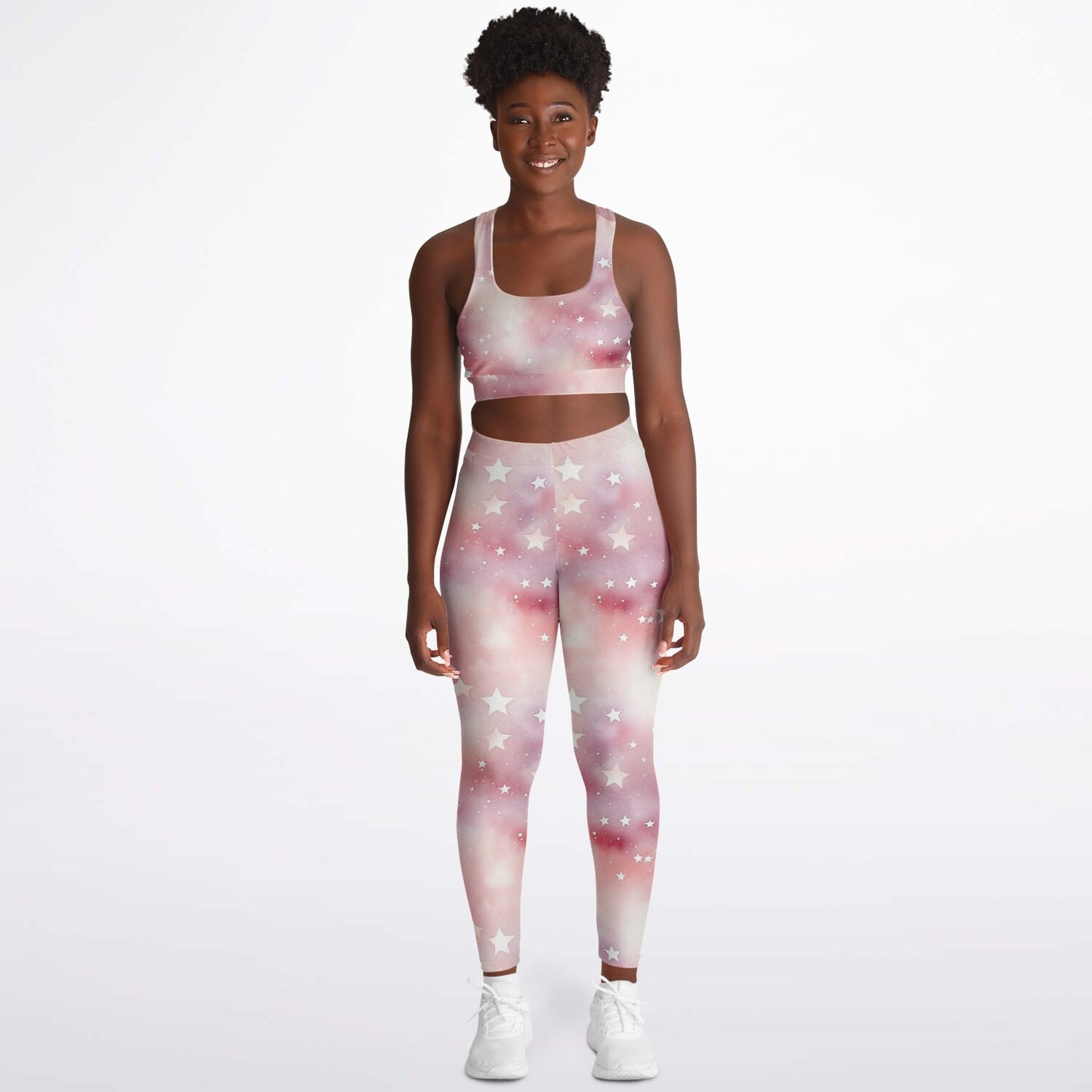 Pink stars Padded Sports Bra & Leggings - AOP