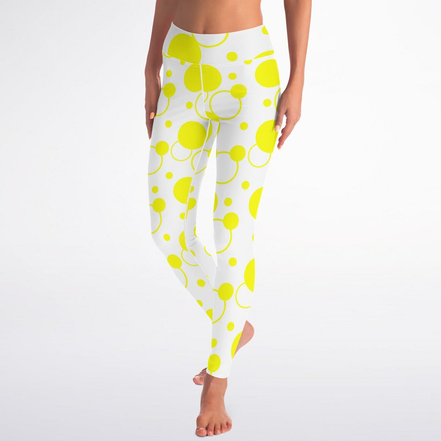 Yellow polka dots Yoga Leggings - AOP D1