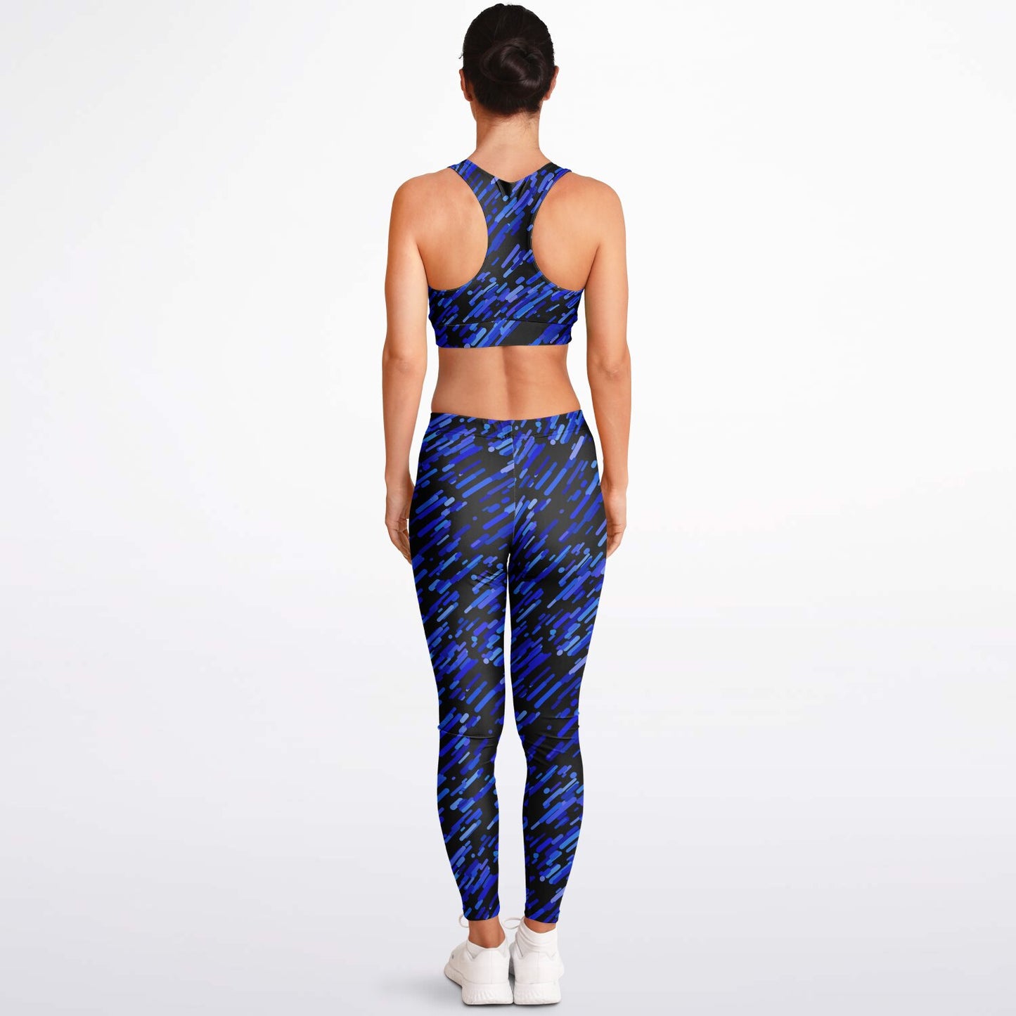 Blue abstract Padded Sports Bra & Leggings - AOP