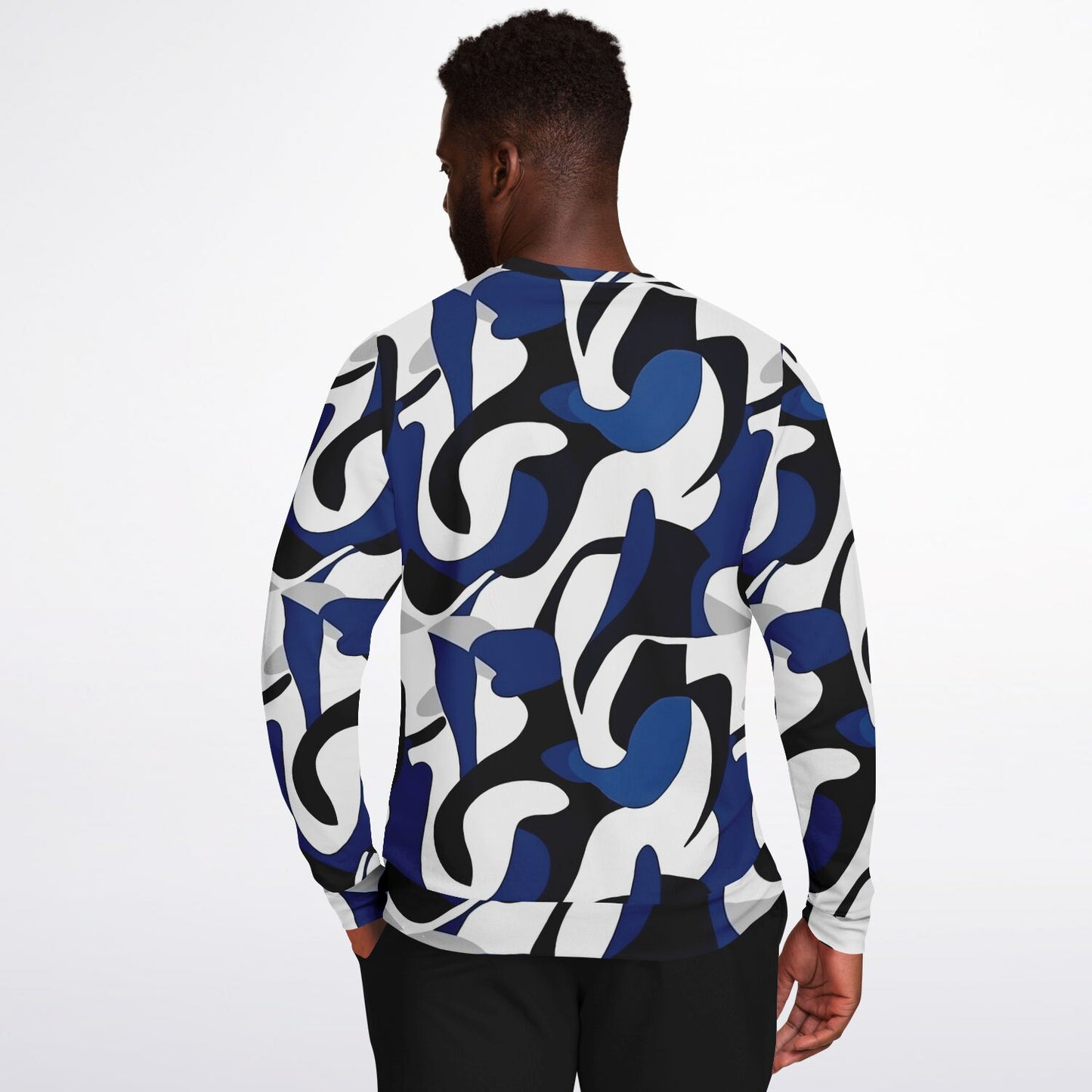 Blue with white and black crew Sweatshirt - AOP