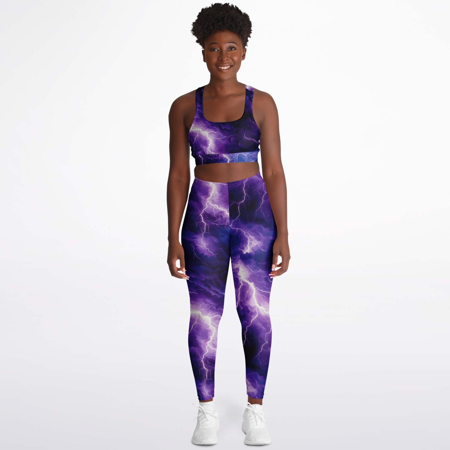Purple Lightning Padded Sports Bra & Leggings -