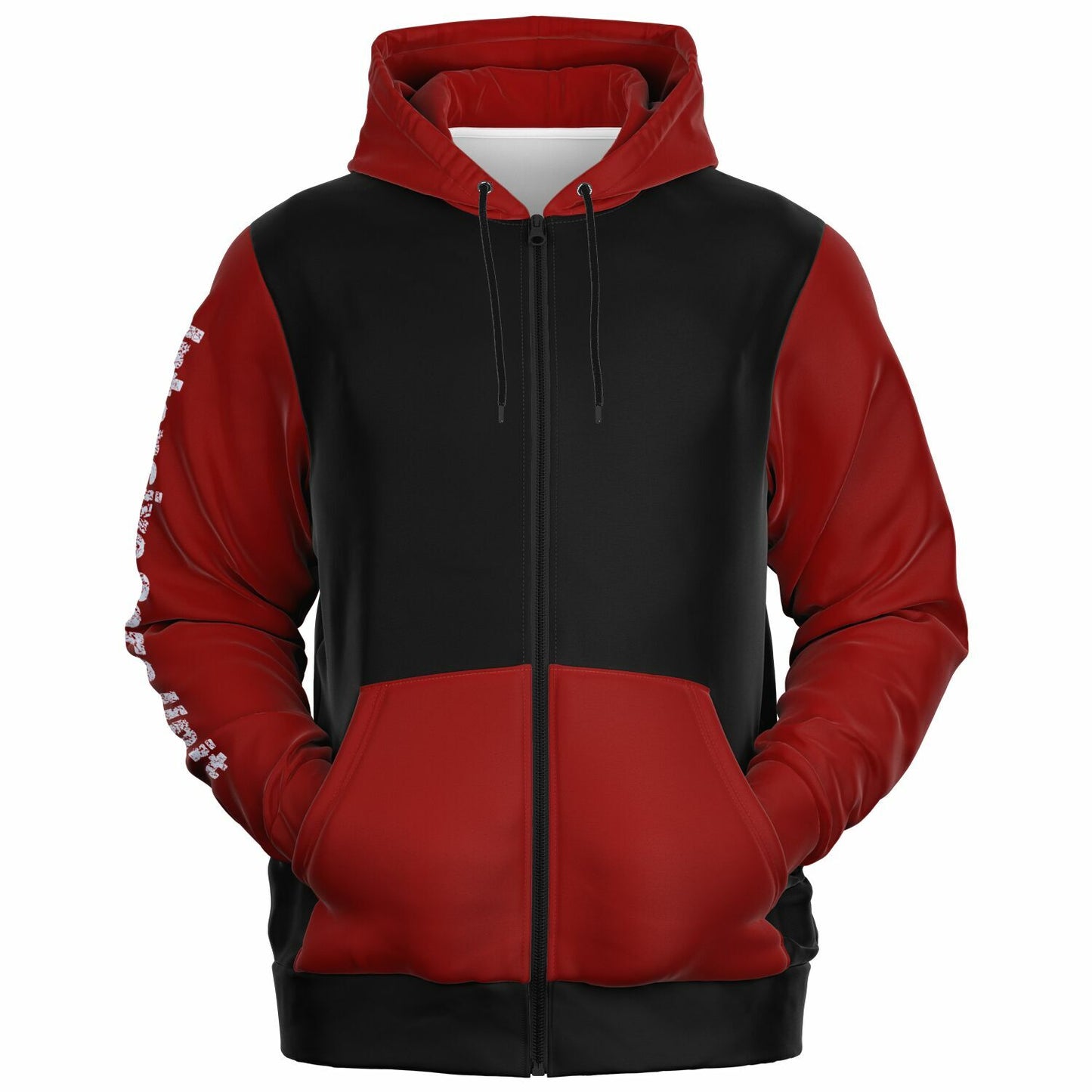 ICU Nurse Flag with Red sleeves Fashion Zip-Up Hoodie -