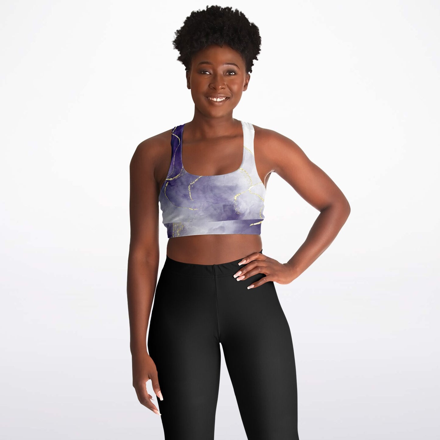 Dark Purple with Gold Padded Sports Bra copy