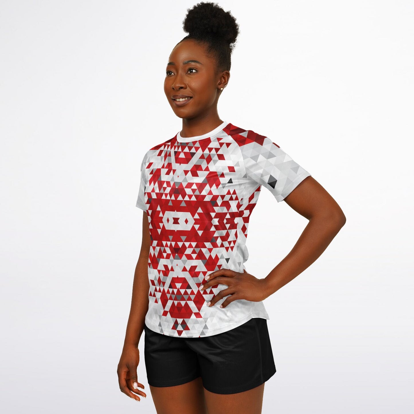Women's active top - Red and white diamond