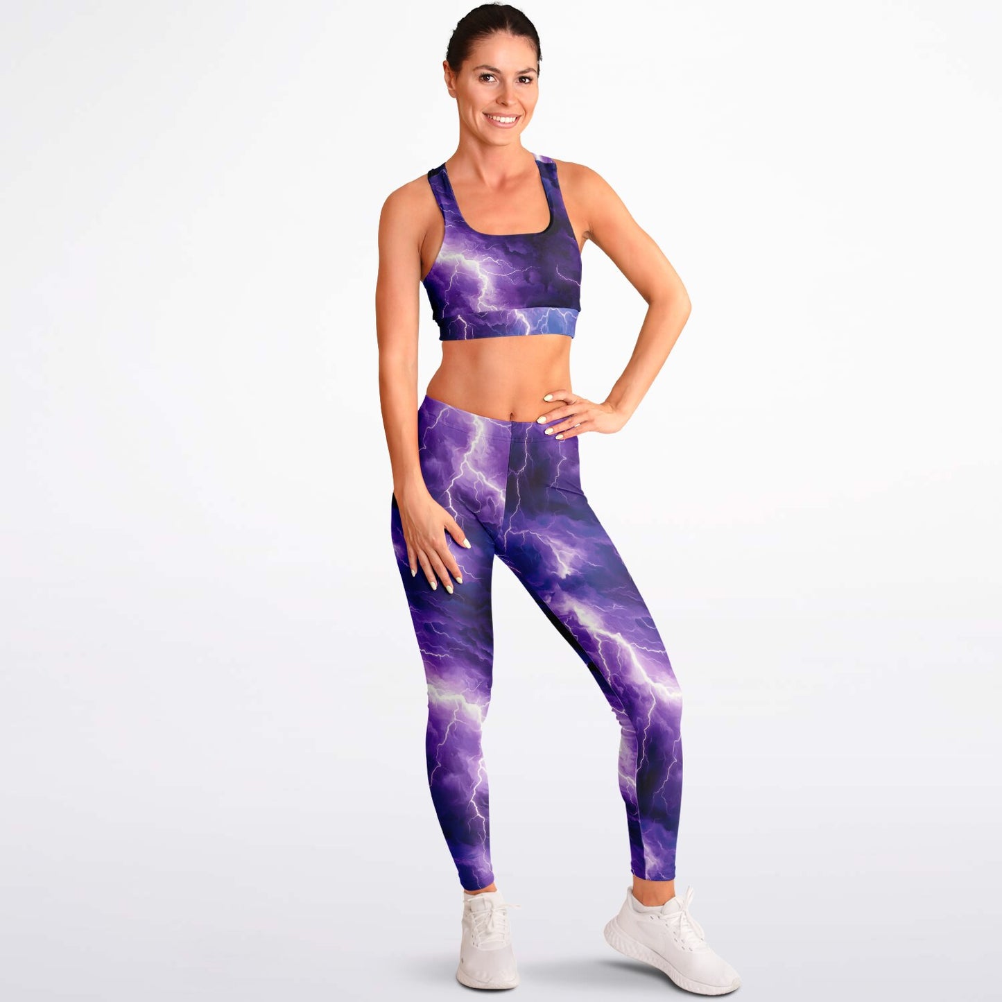 Purple Lightning Padded Sports Bra & Leggings -