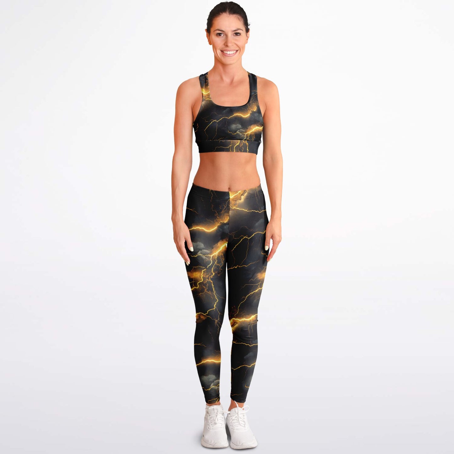 Gold Lightning Padded Sports Bra & Leggings -