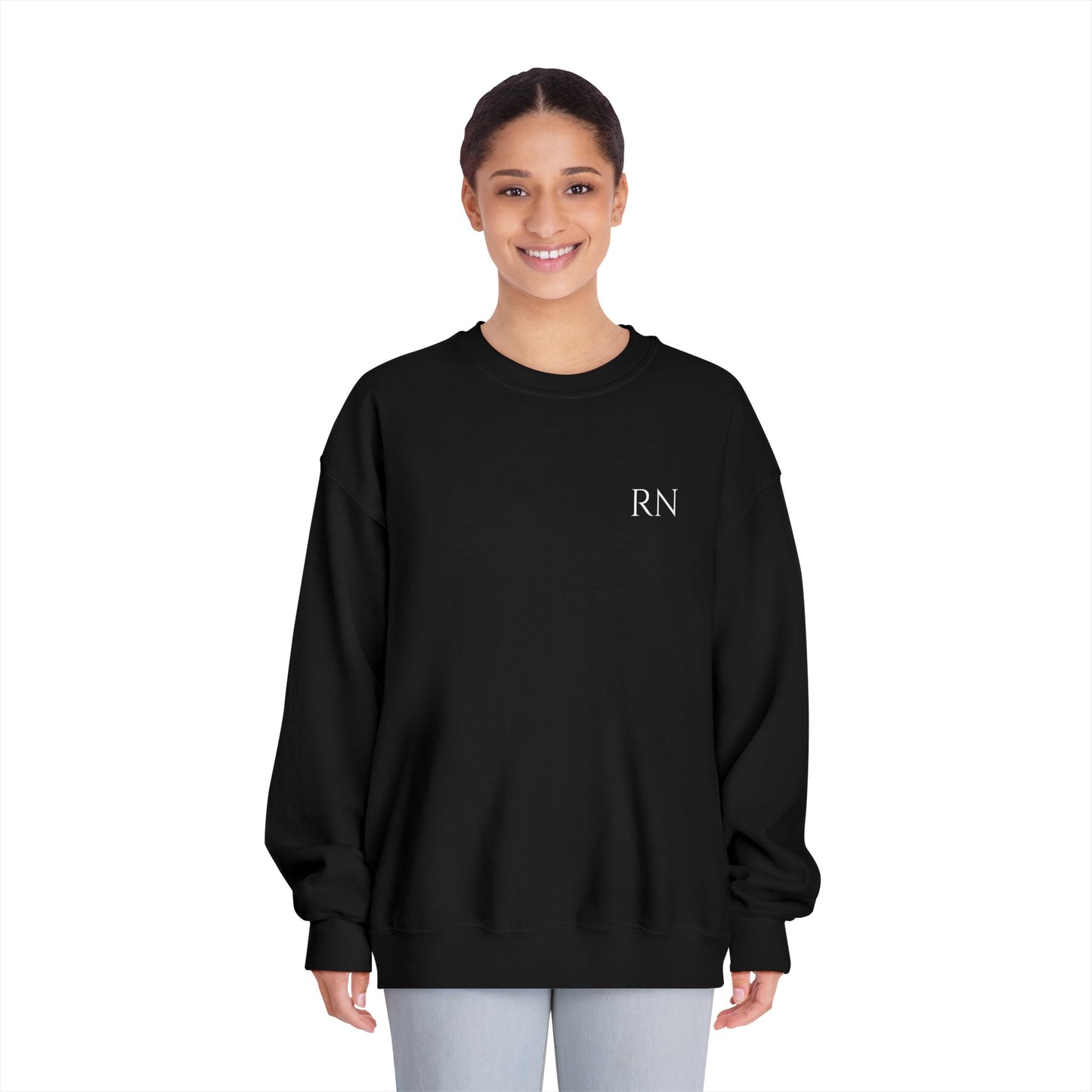 Crewneck Sweatshirt with RN & MICU Design - Cozy Medical Apparel