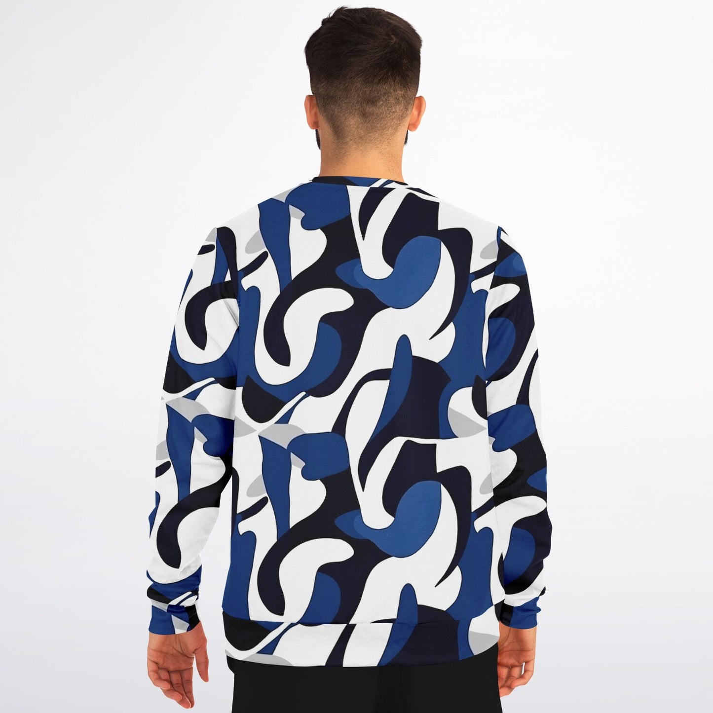 Blue with white and black crew Sweatshirt - AOP