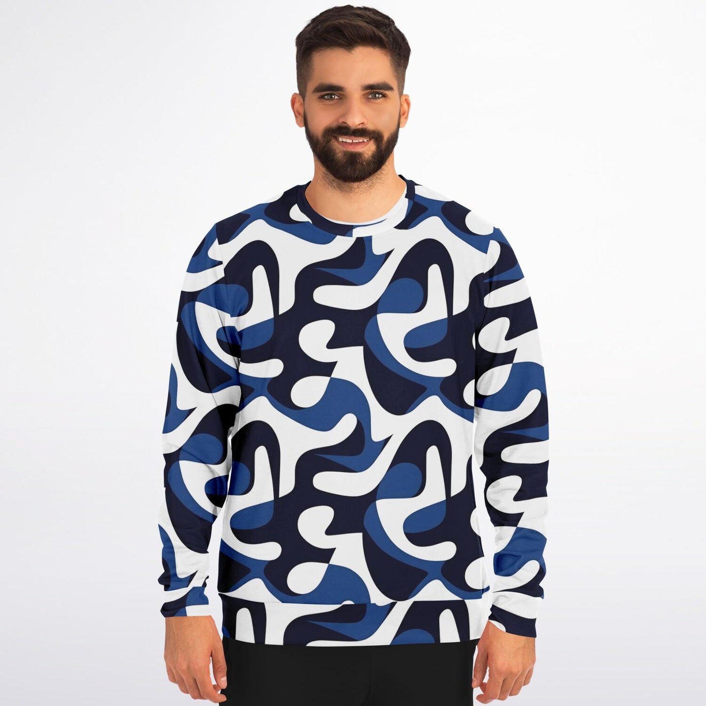 Blue and white Crew Sweatshirt - AOP