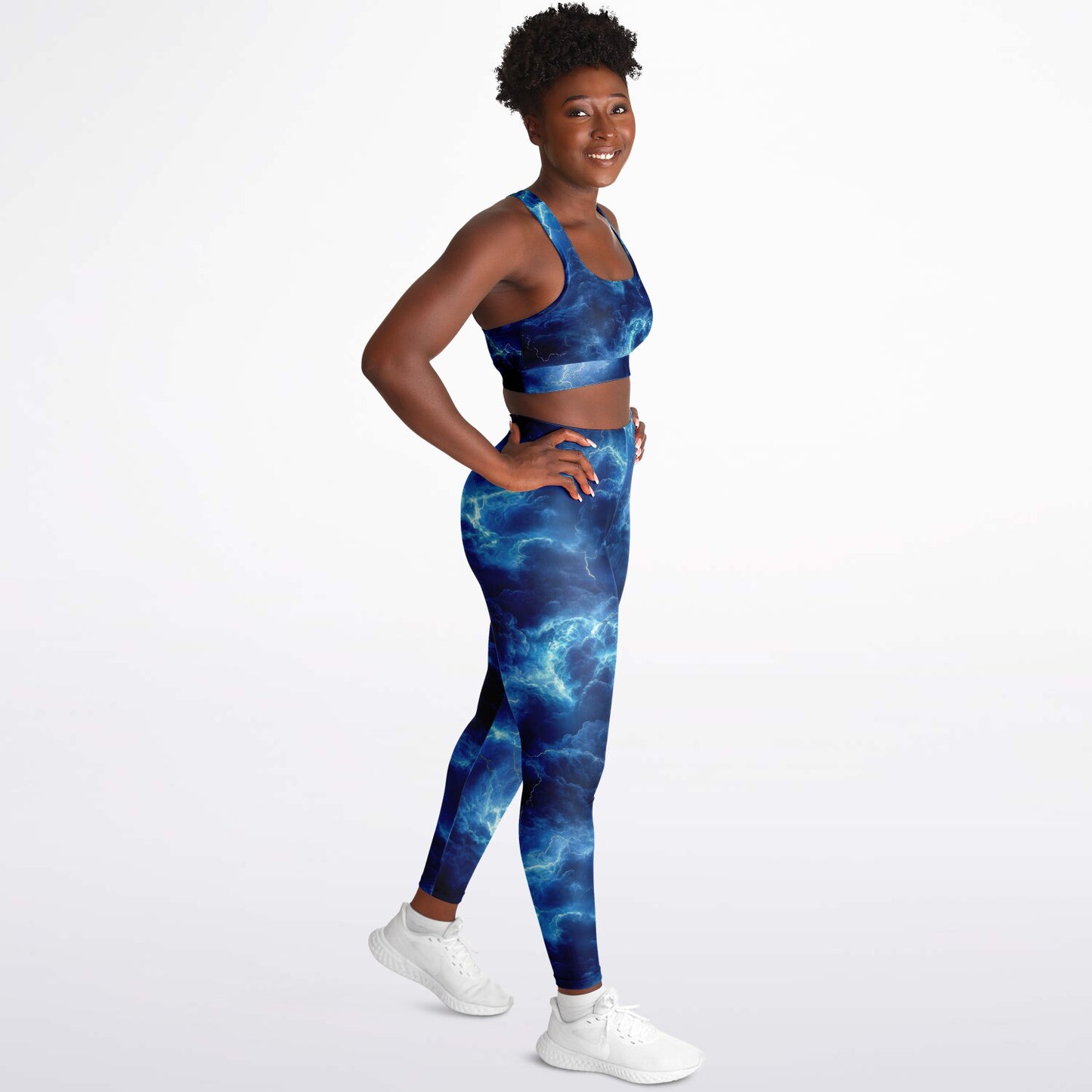 Blue Lightening Padded Sports Bra & Leggings -