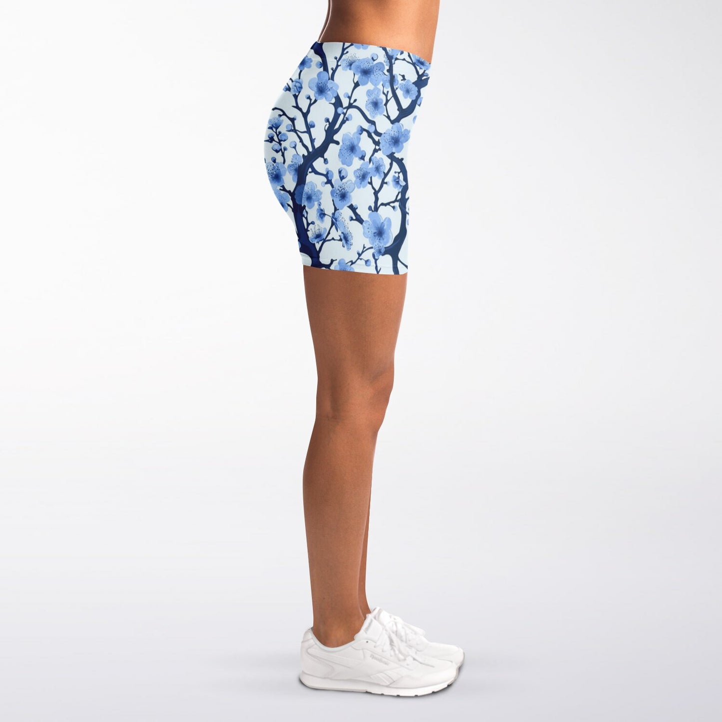 White with blue poplar tree Legging Shorts - AOP