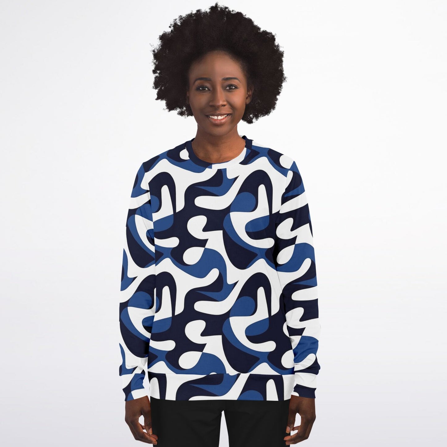 Blue and white Crew Sweatshirt - AOP