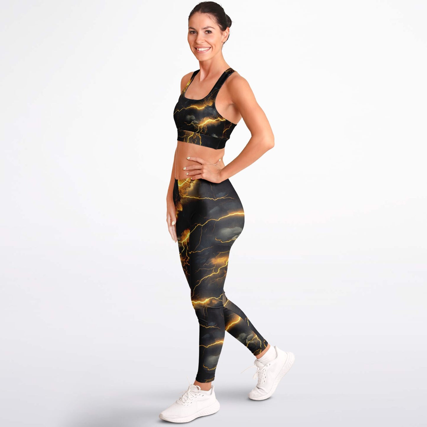 Gold Lightning Padded Sports Bra & Leggings -
