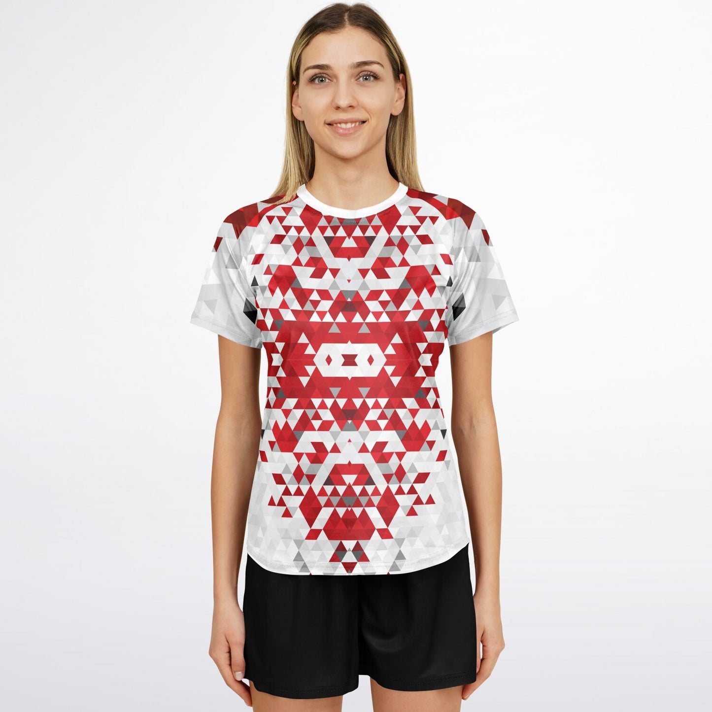 Women's active top - Red and white diamond