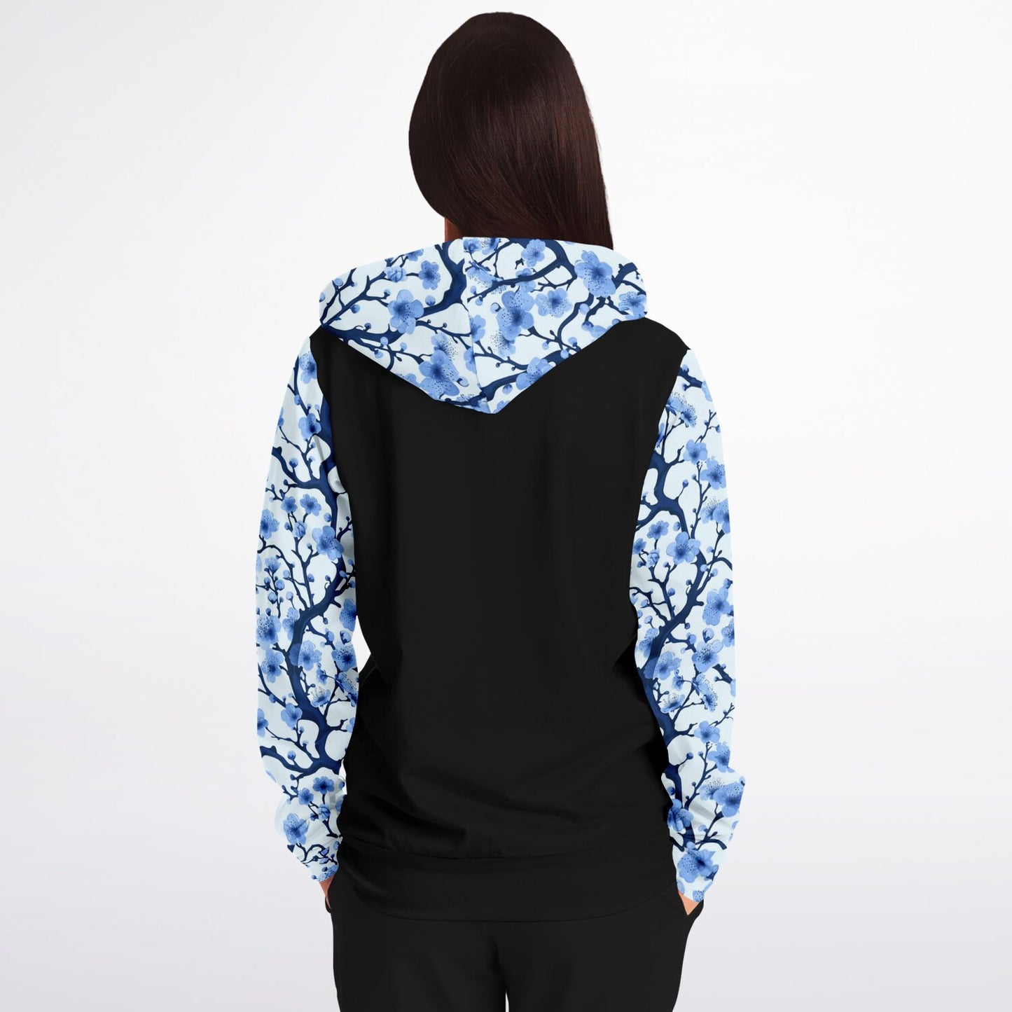 White with blue poplar tree Zip-Up Hoodie - AOP