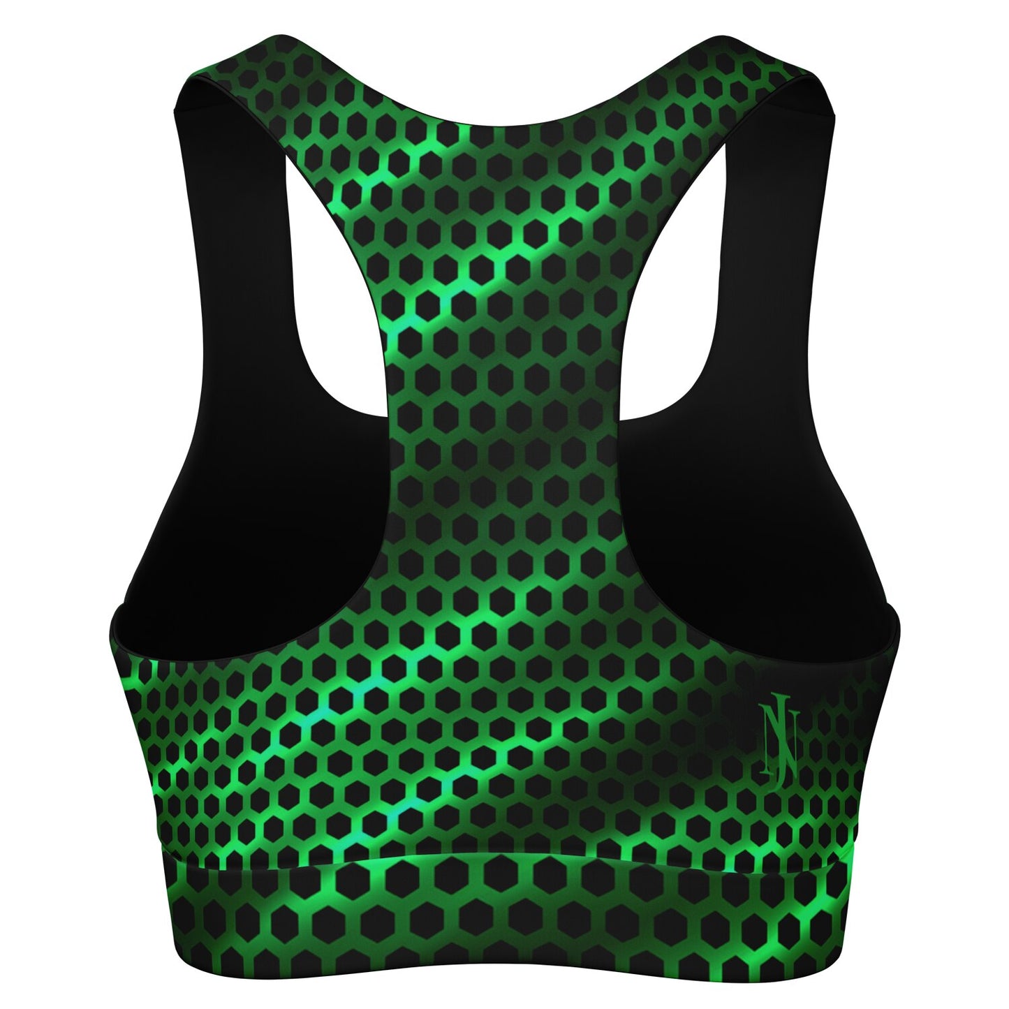 Black Carbon with Green Padded Sports Bra
