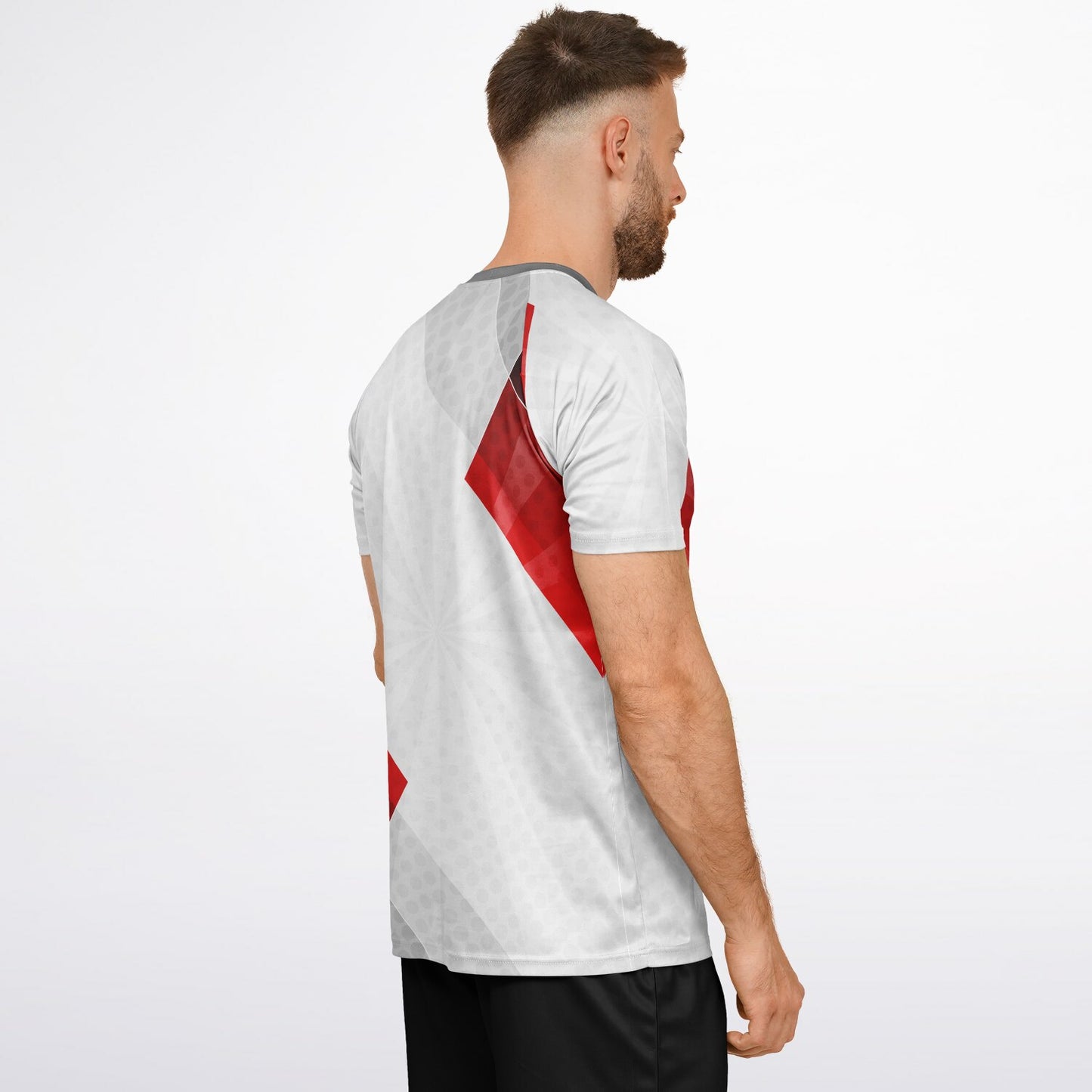 Silver and Red Men's Active Wear Jersey
