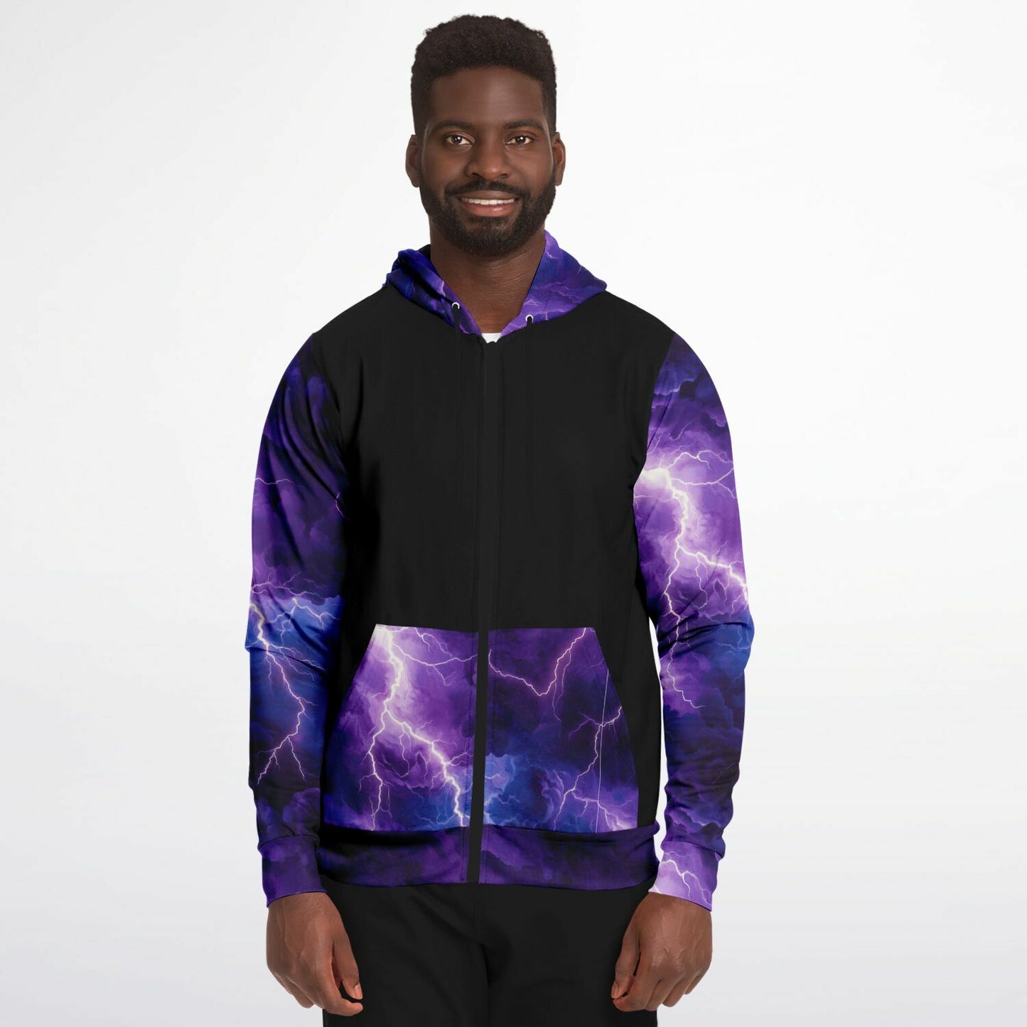 Purple Lightening Fashion Zip-Up Hoodie -