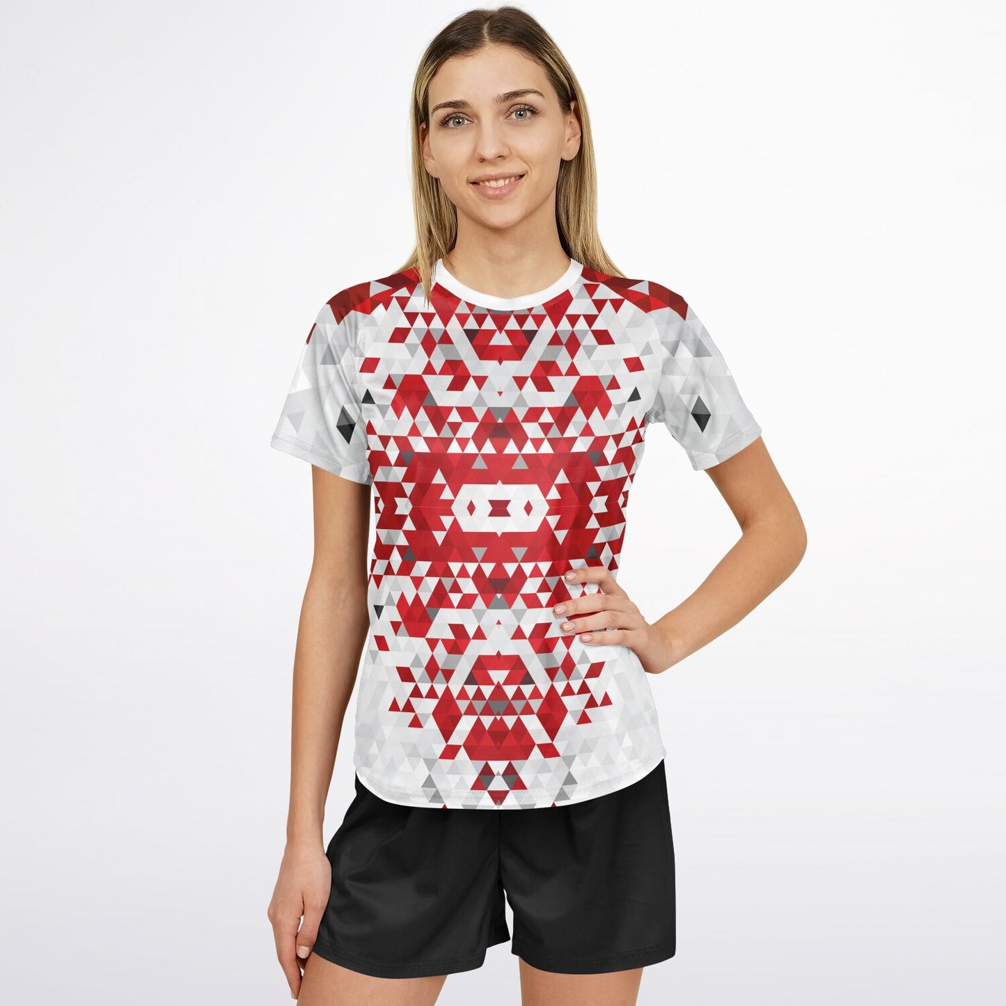 Women's active top - Red and white diamond