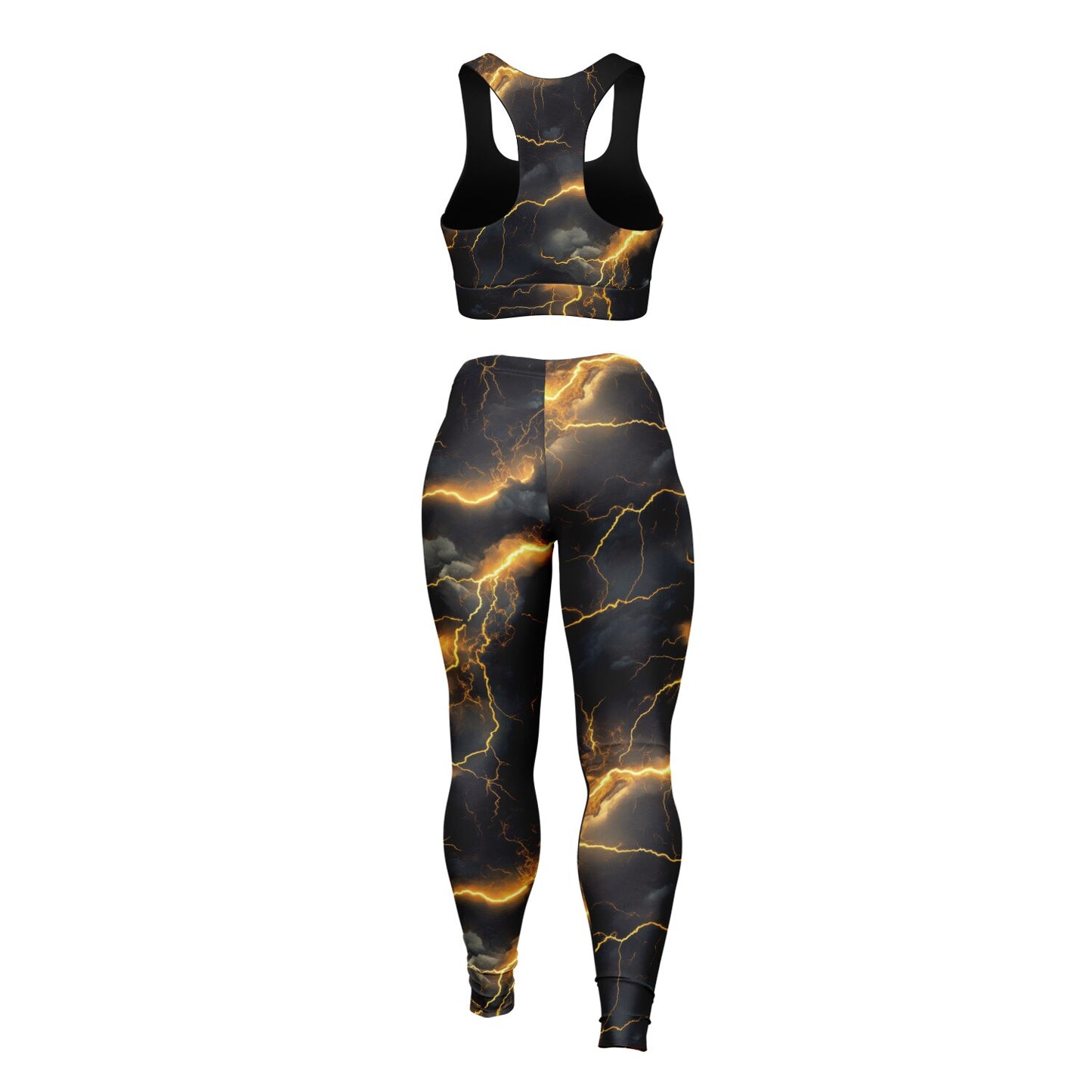 Gold Lightning Padded Sports Bra & Leggings -