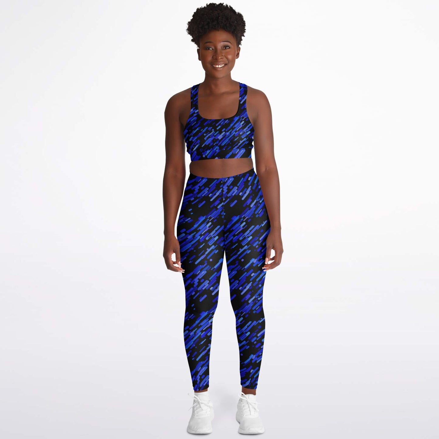Blue abstract Padded Sports Bra & Leggings - AOP