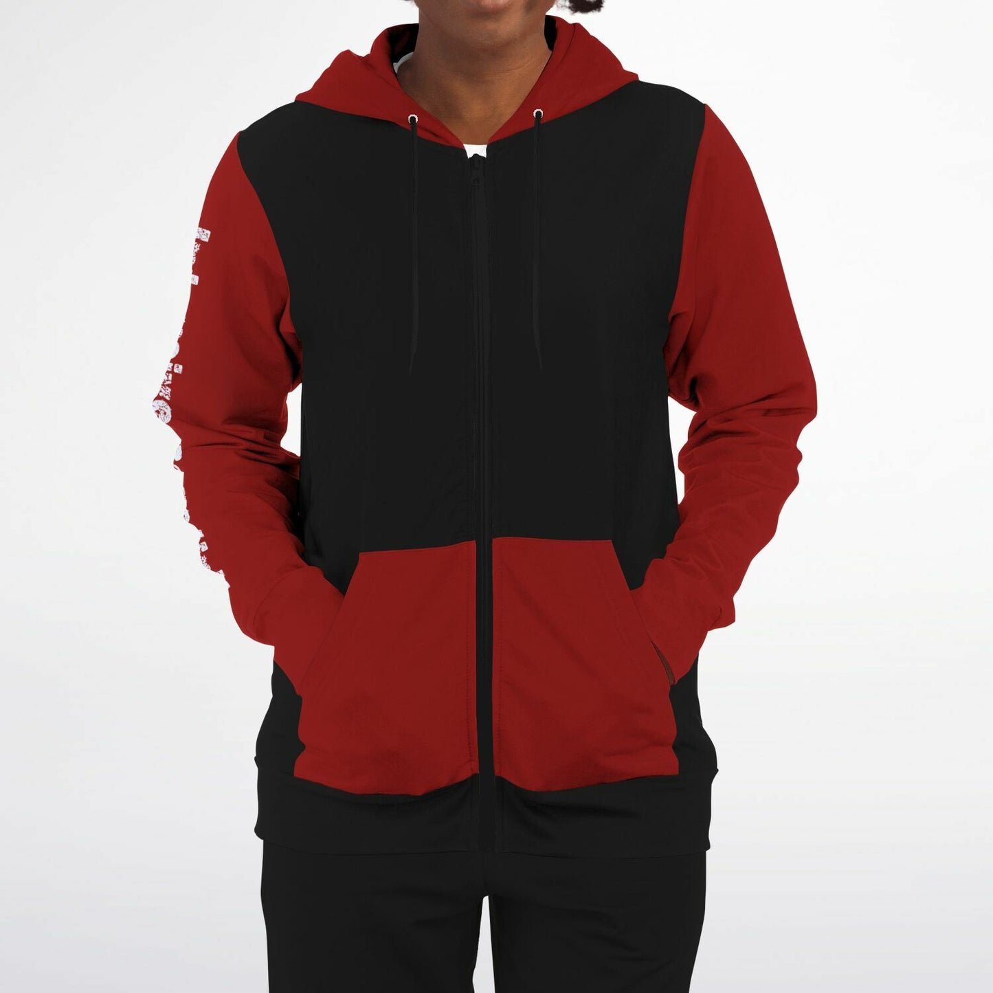 ICU Nurse Flag with Red sleeves Fashion Zip-Up Hoodie -