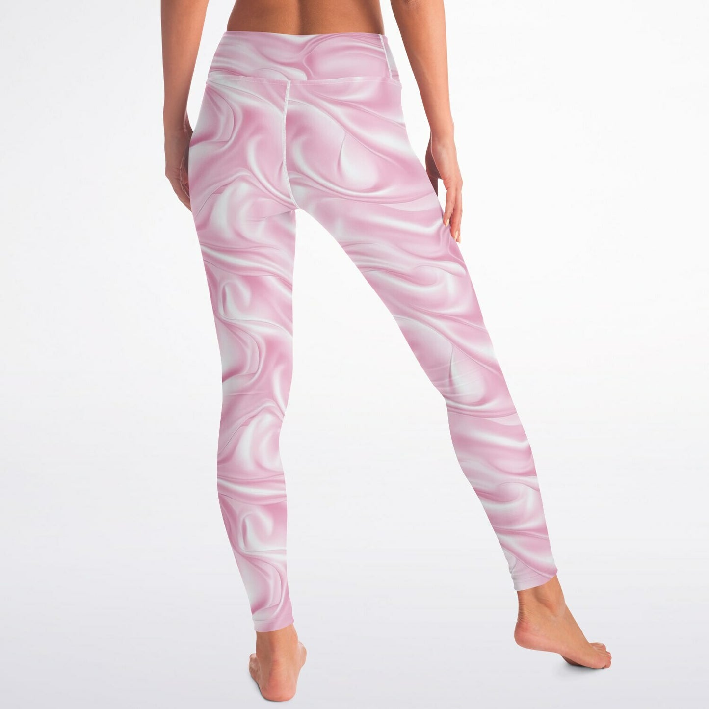 Pink Silk Yoga Leggings - AOP
