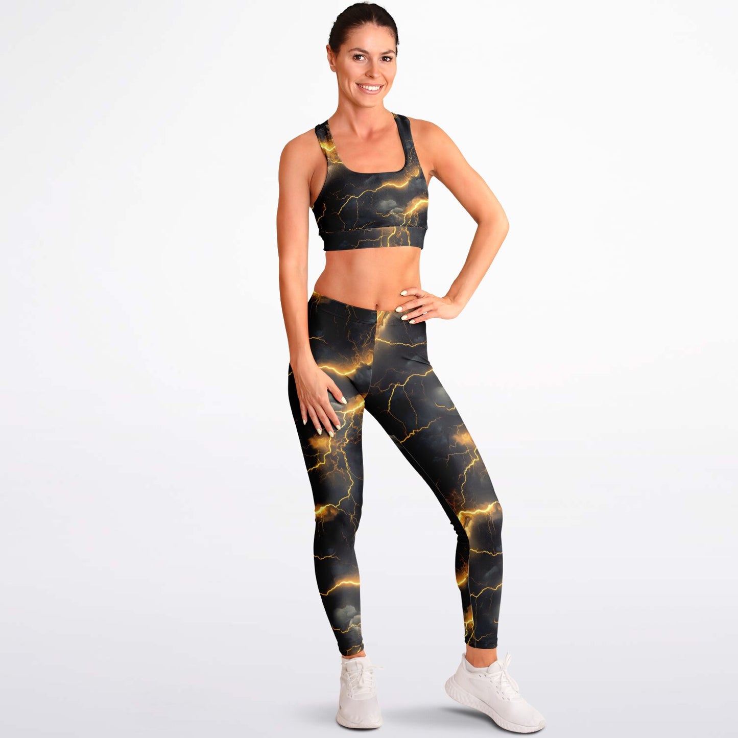 Gold Lightning Padded Sports Bra & Leggings -