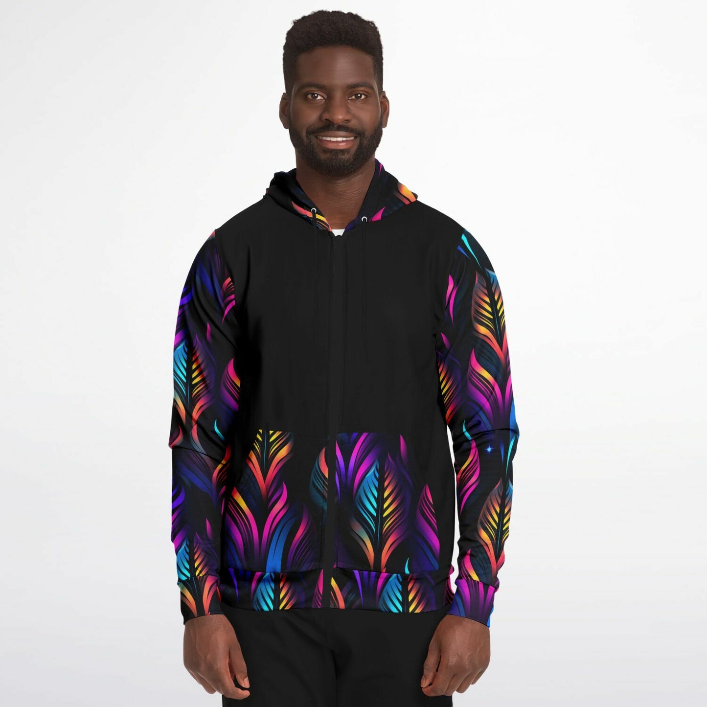 Neon Lights Fashion Zip-Up Hoodie - AOP D1