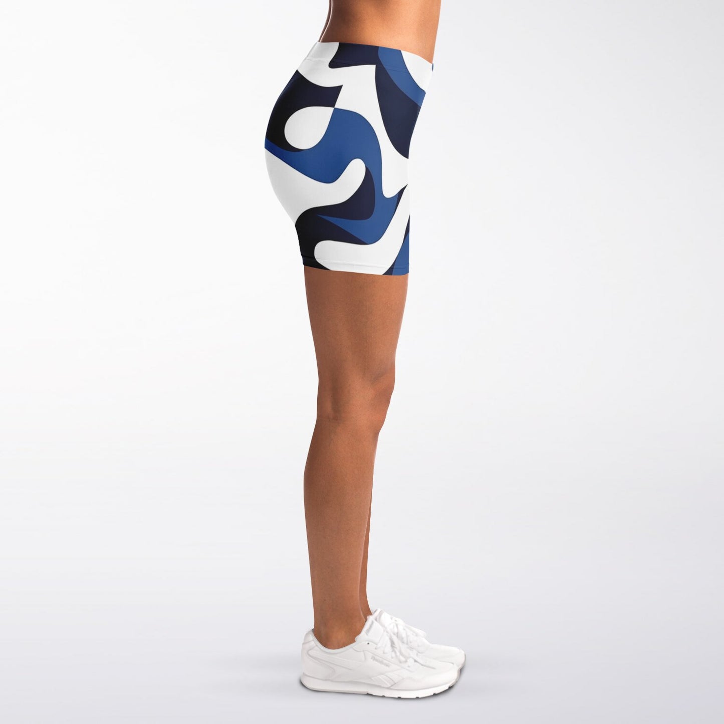 Blue and white Legging Shorts - AOP