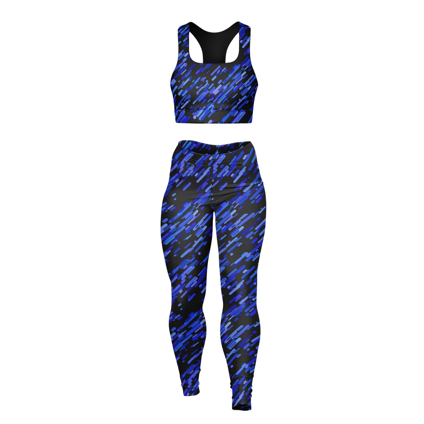 Blue abstract Padded Sports Bra & Leggings - AOP