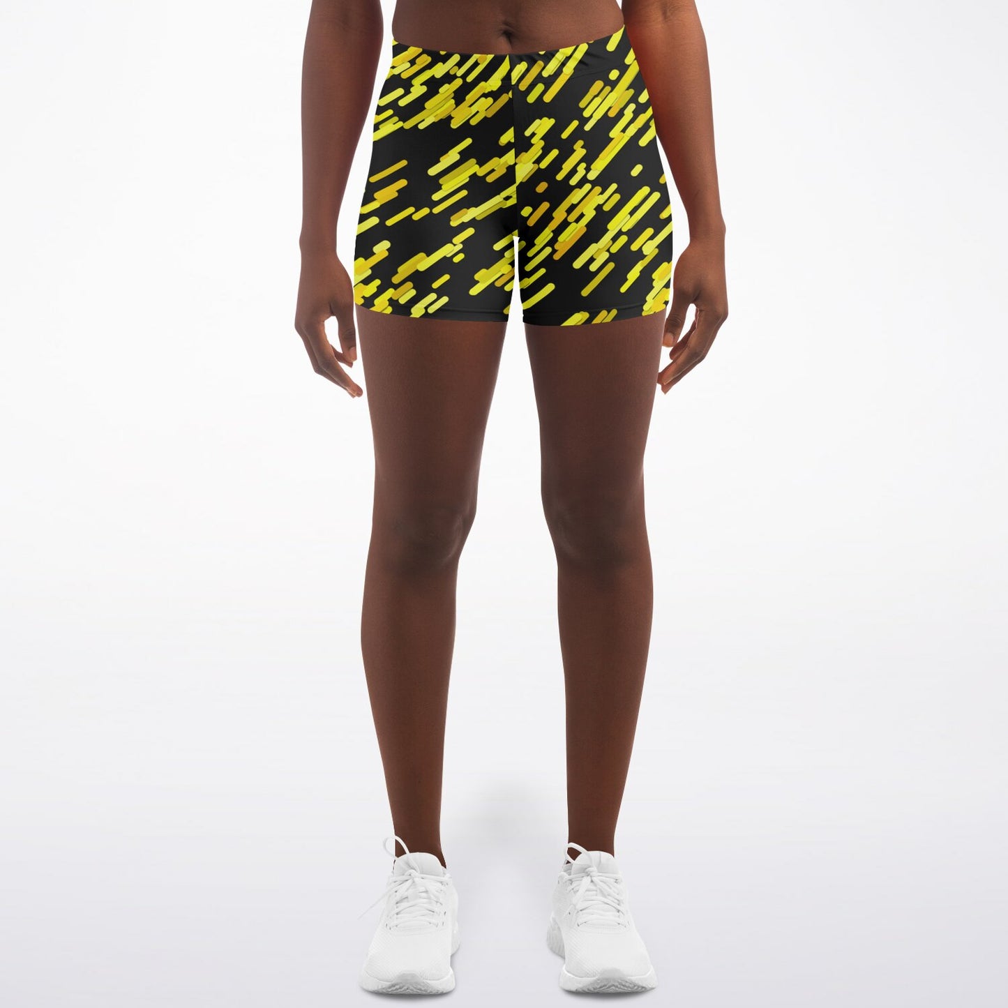 Yellow and black Legging Shorts - AOP