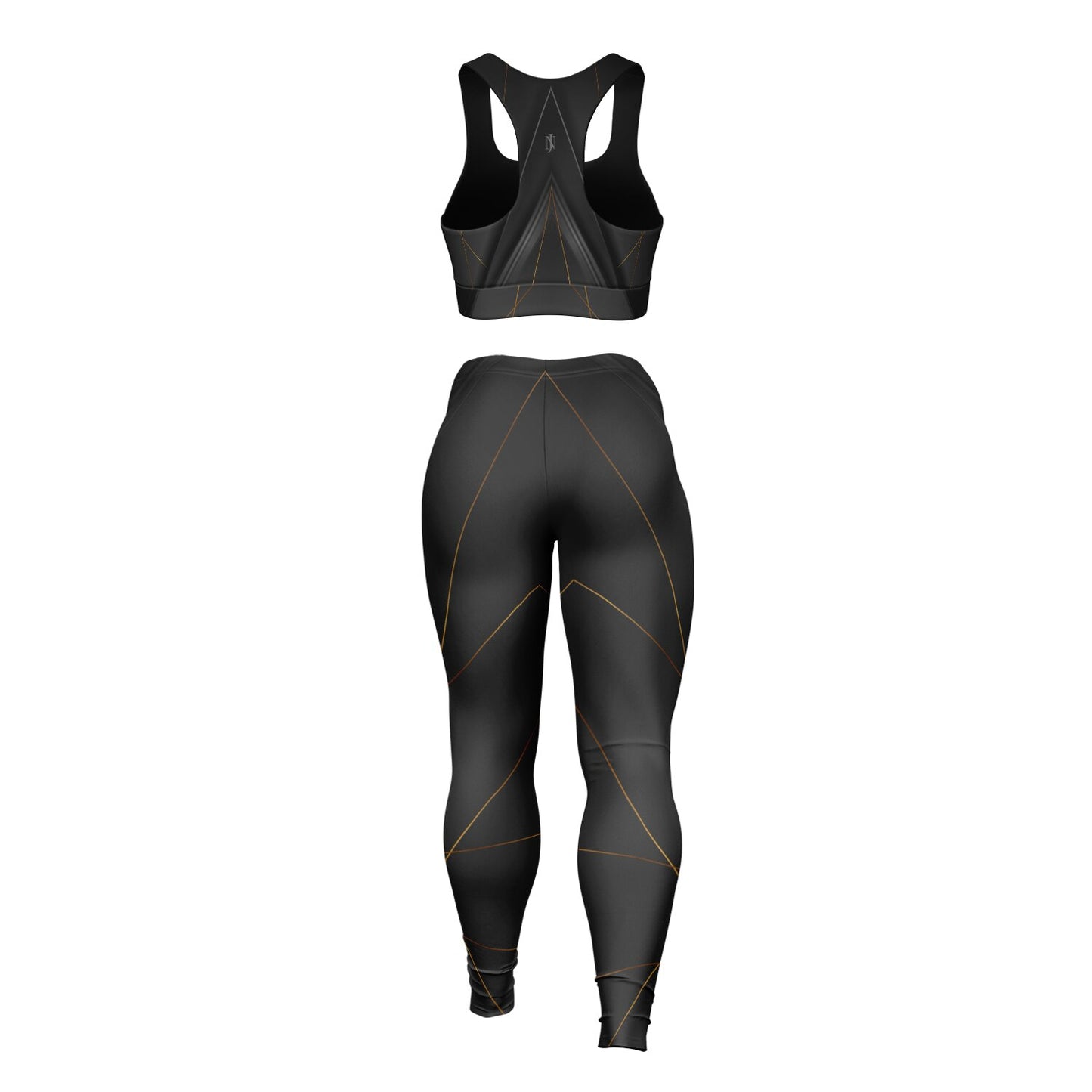 Black with Gray Padded Sports Bra & Leggings -